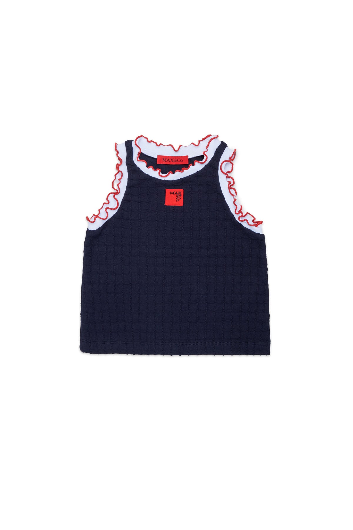 Camiseta sin mangas con volantes y logo