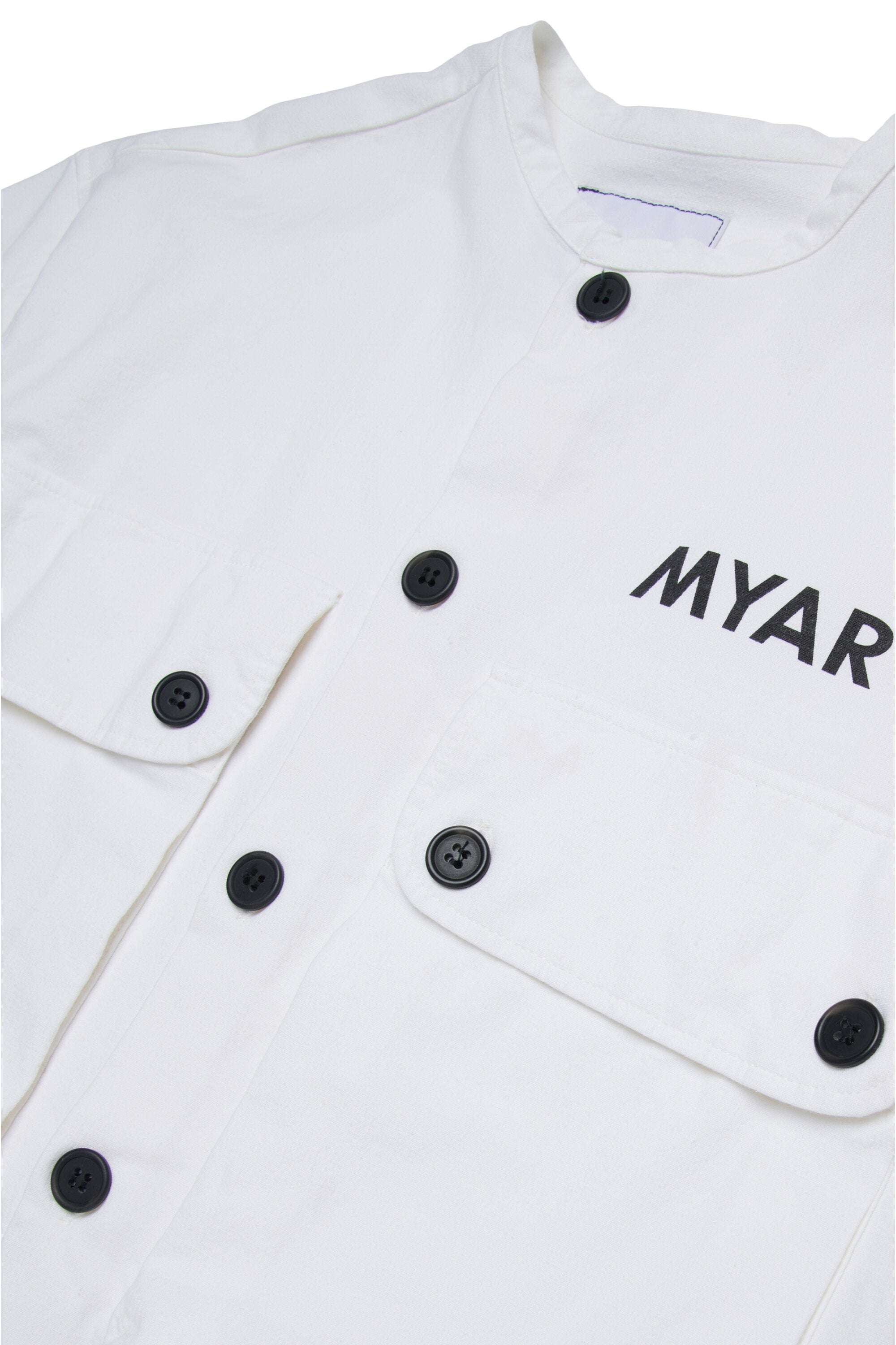 Camisa de mezcla de lino con logo MYAR