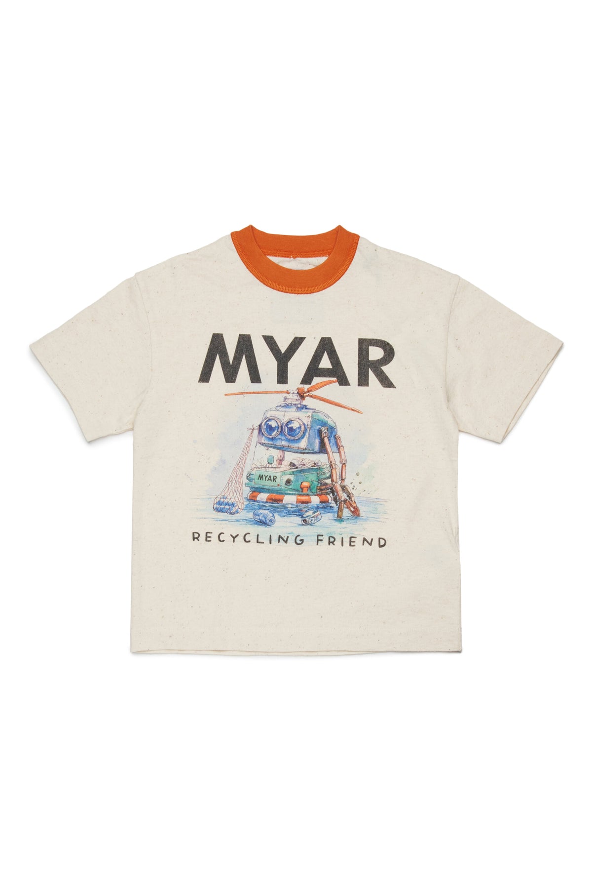 Camiseta con estampado de robot y cuello redondo