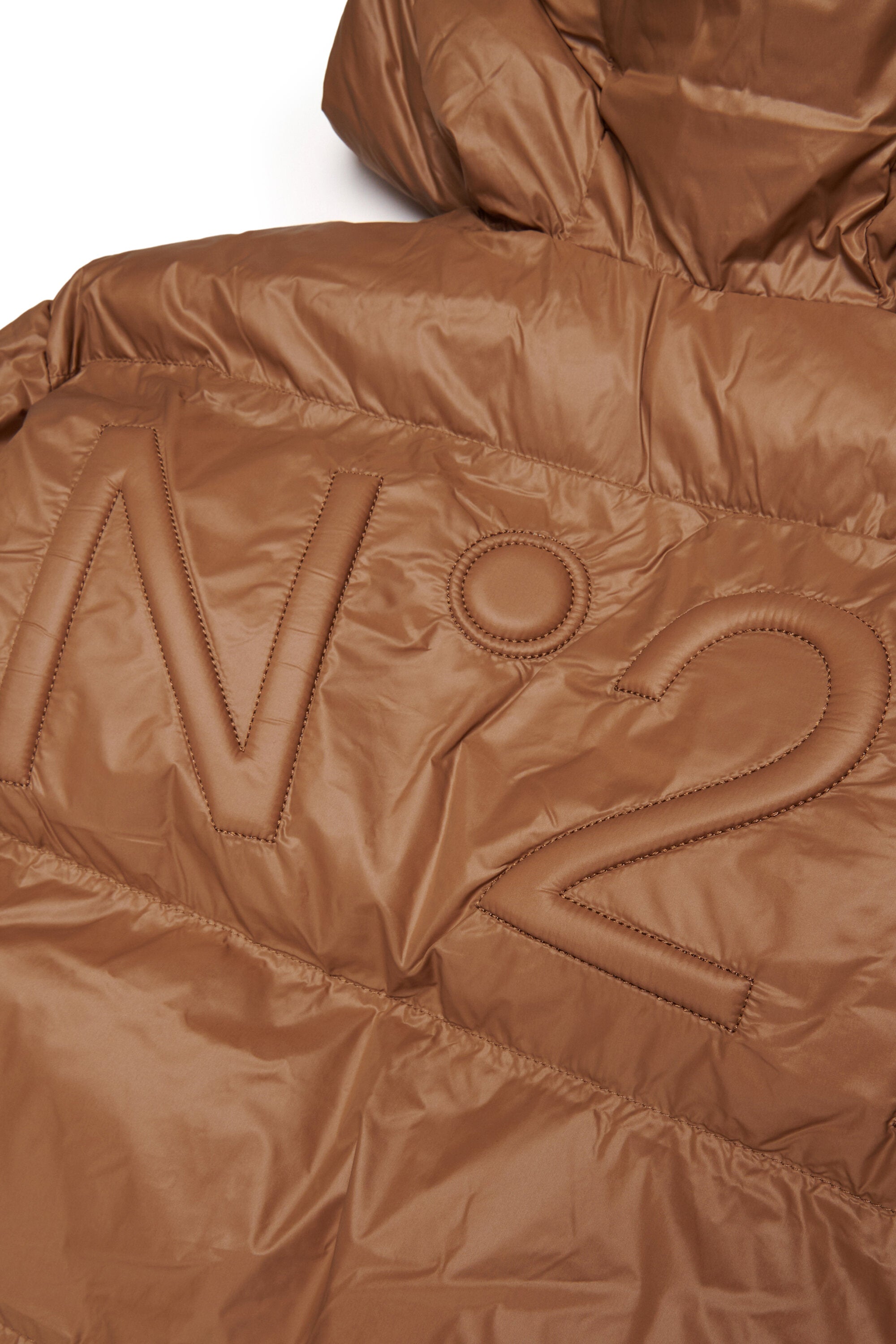 Short padded jacket with asymmetrical bottom