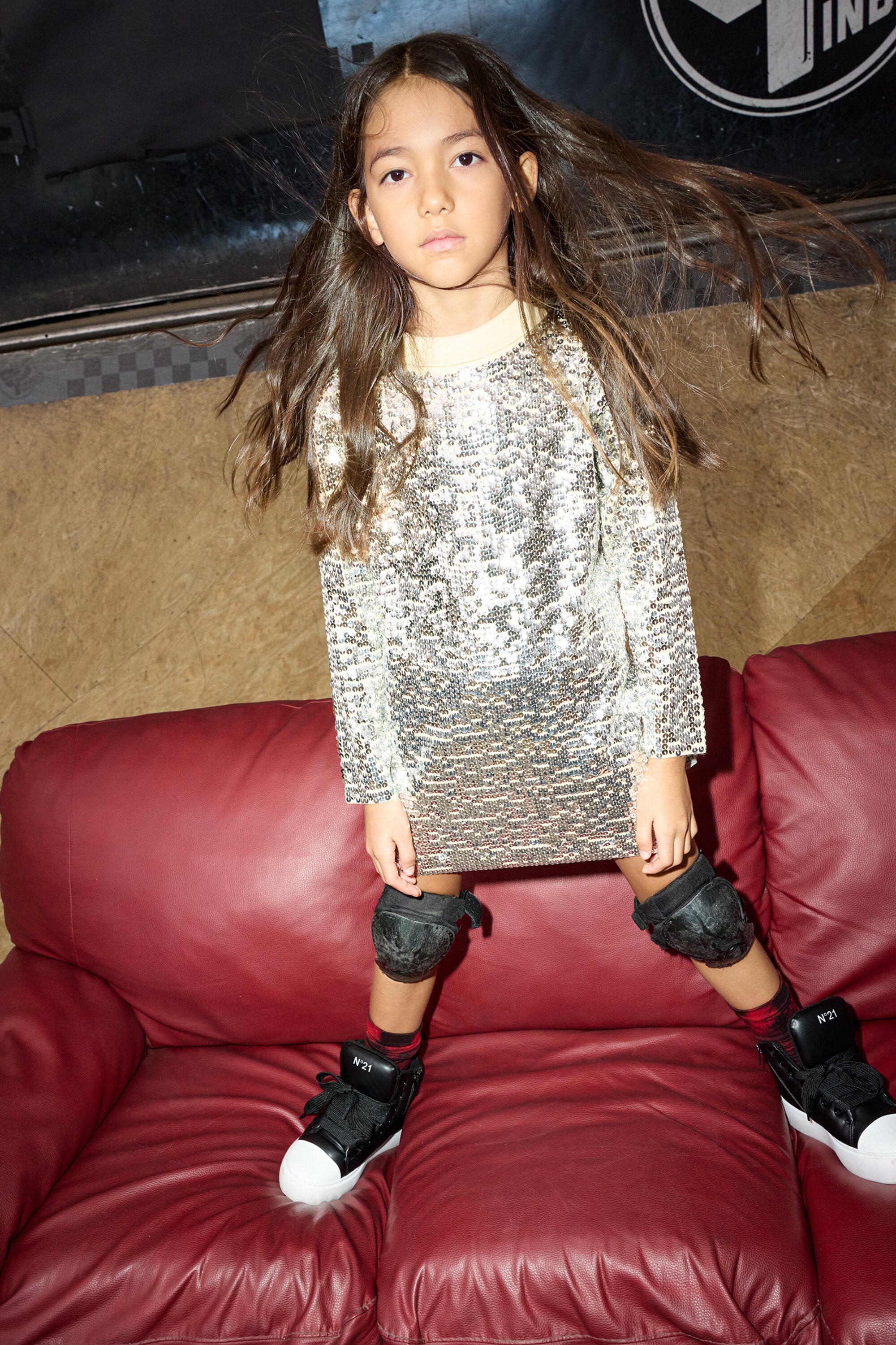 Minivestido de mezcla de lana con lentejuelas