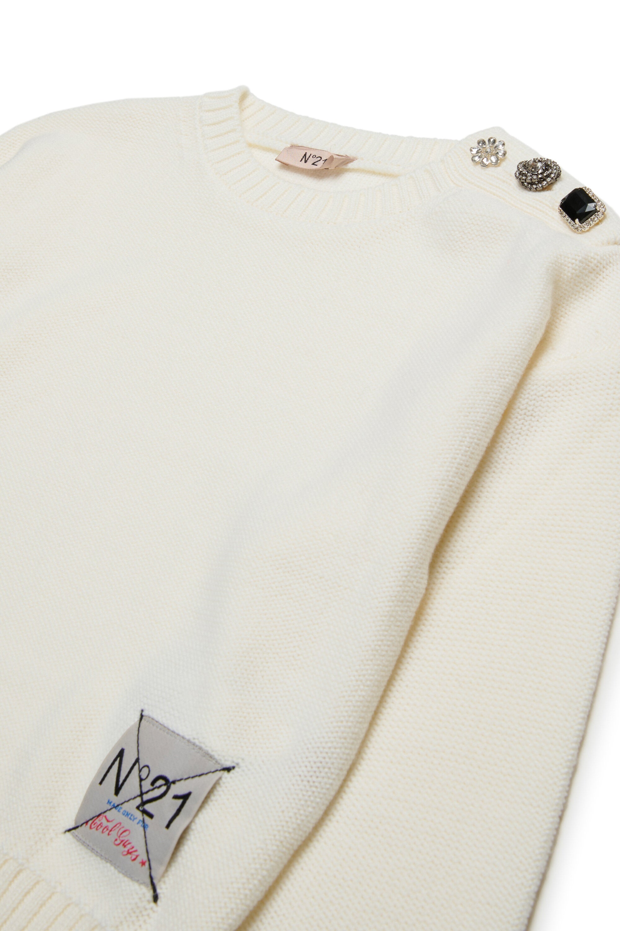 Jersey en mezcla de lana con botones joya