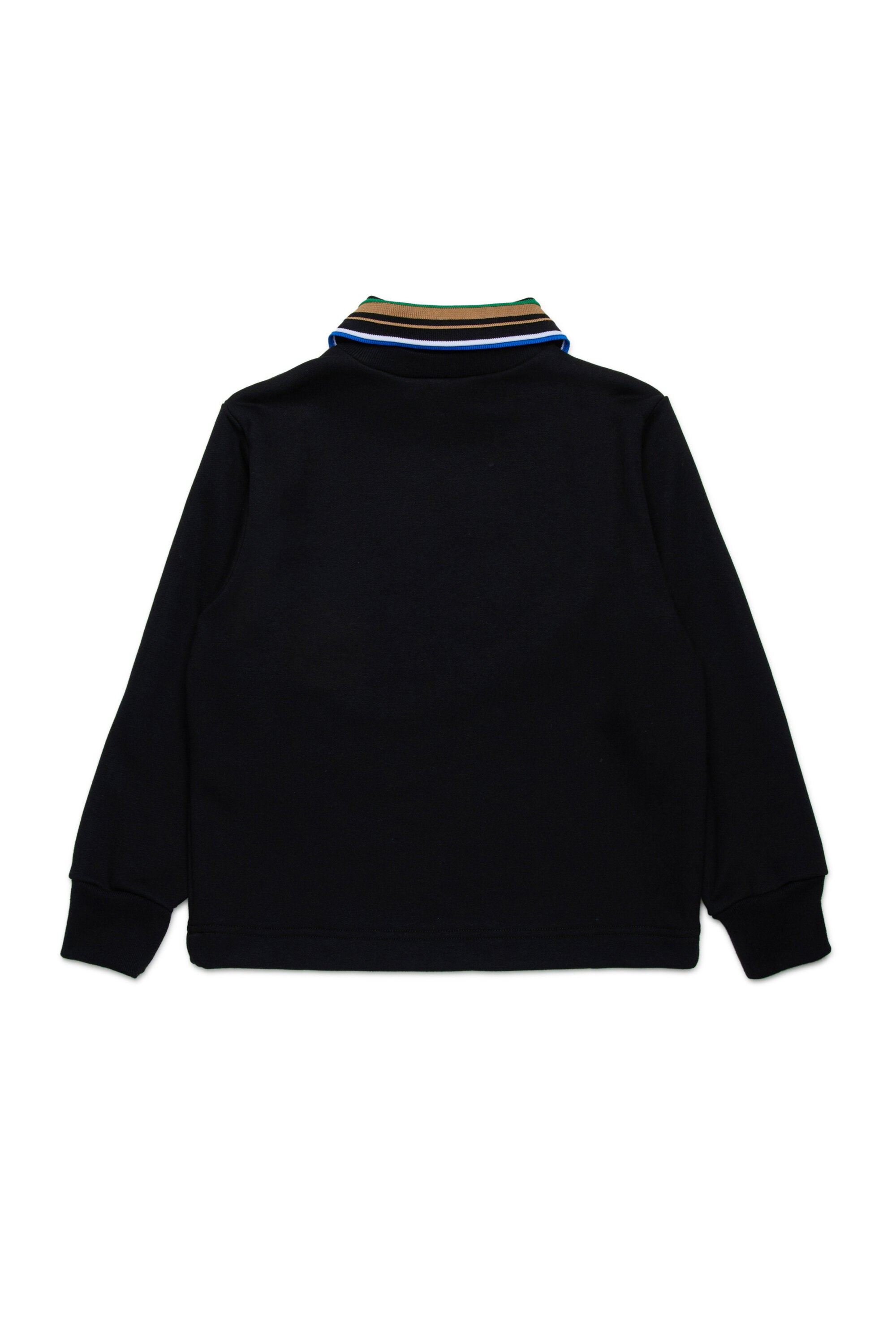 Sweatshirt with multicolor polo collar and logo