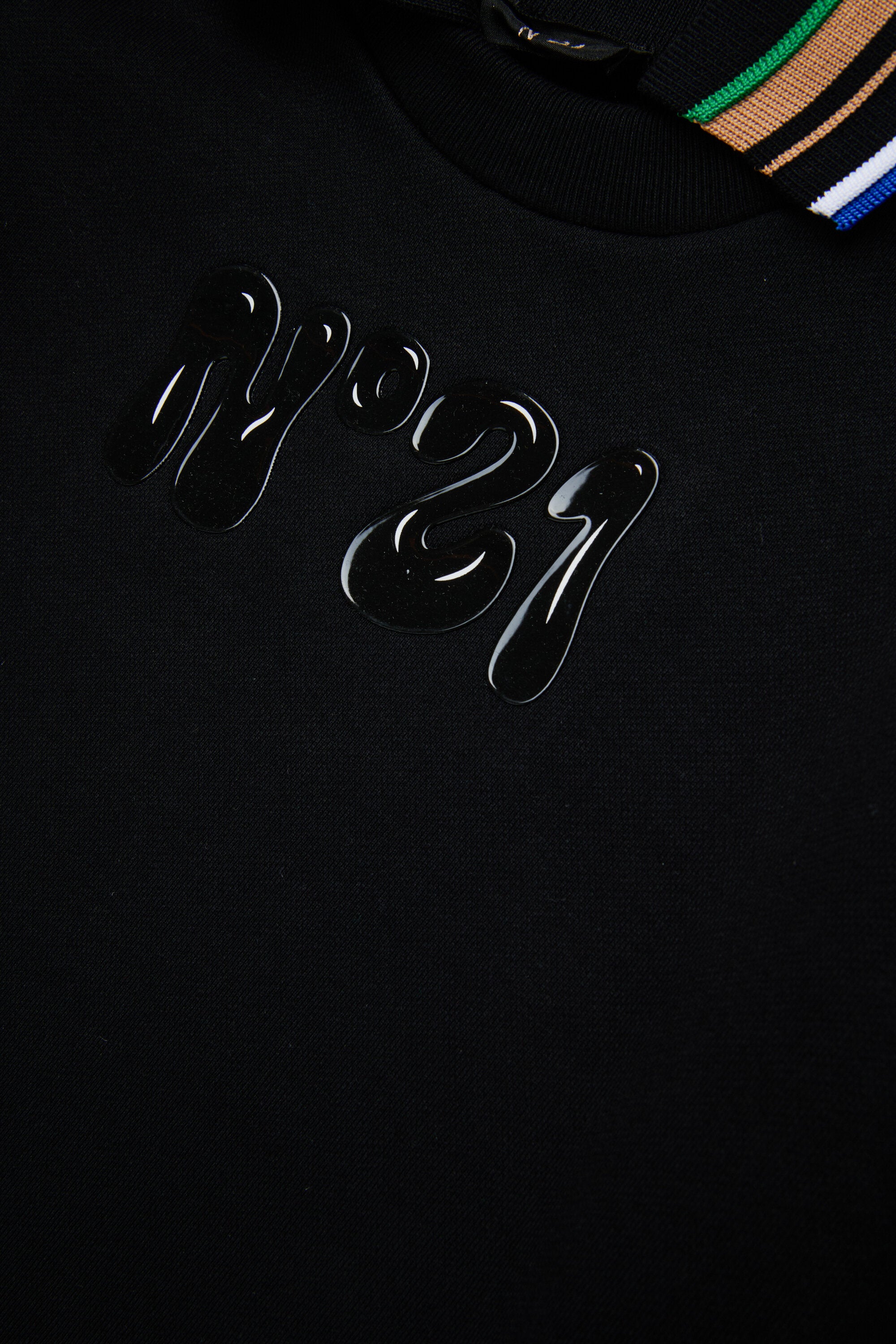 Sweatshirt with multicolor polo collar and logo