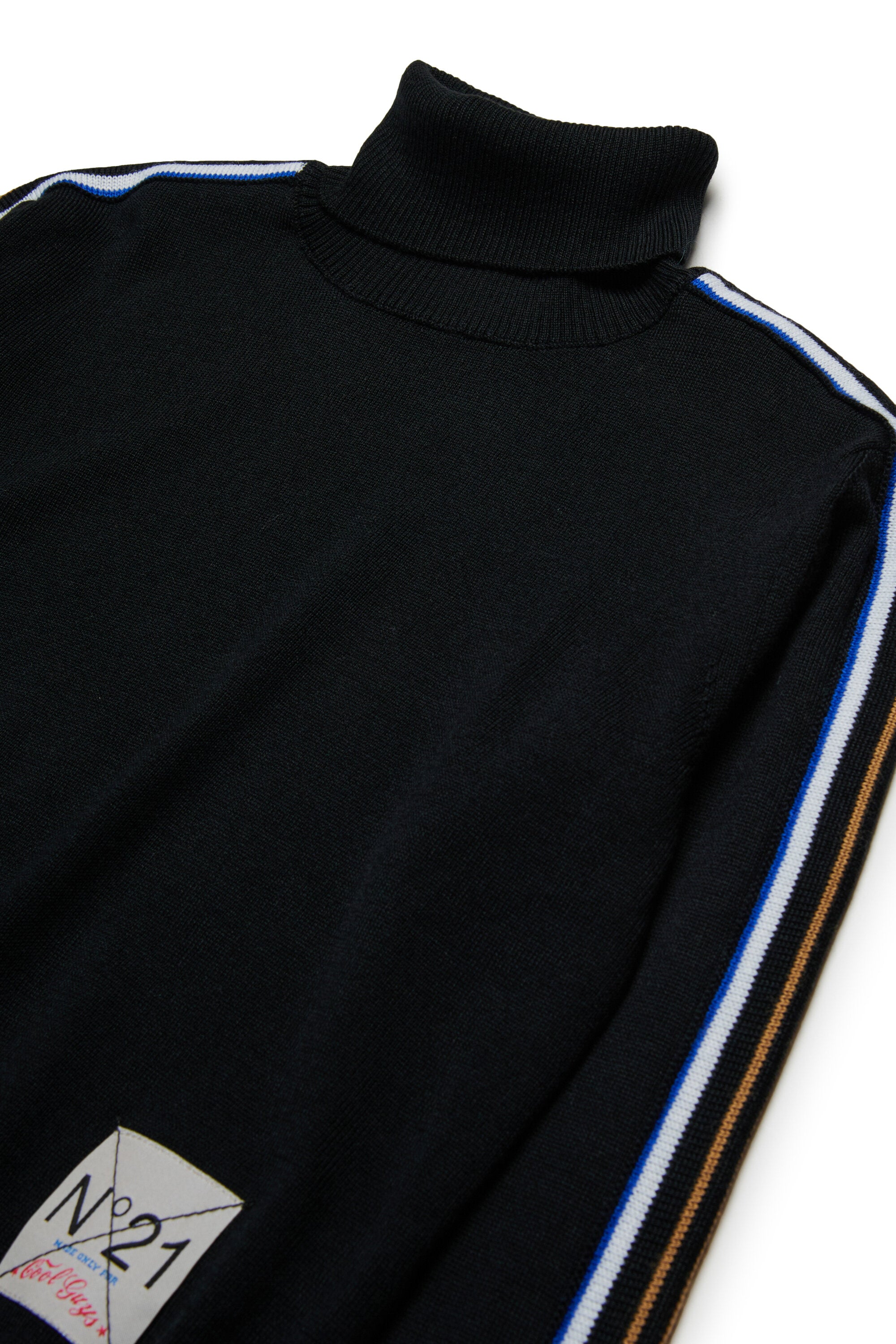 Cuello alto en mezcla de lana con bandas multicolores