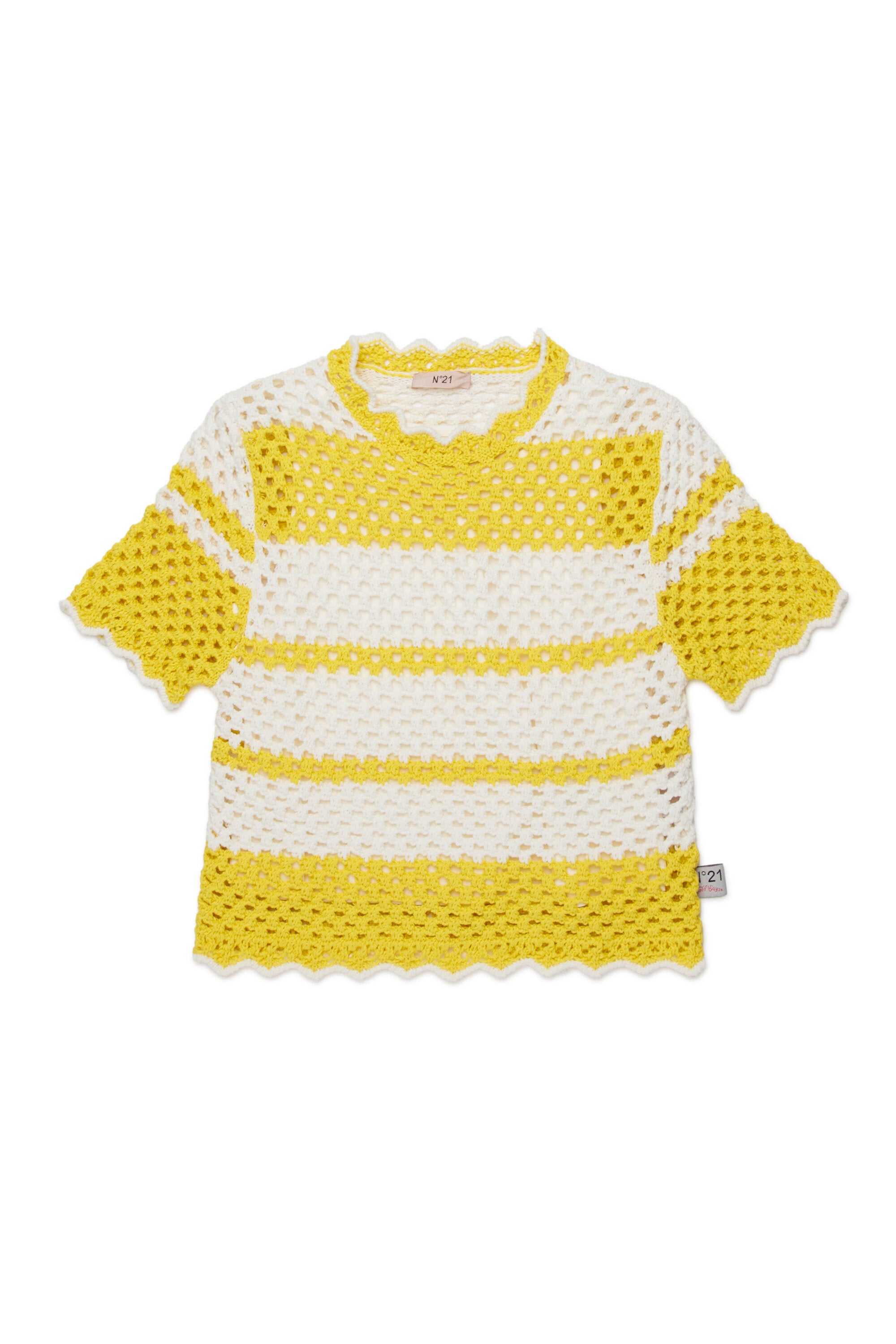 Jersey de punto con cuello redondo y tejido de malla