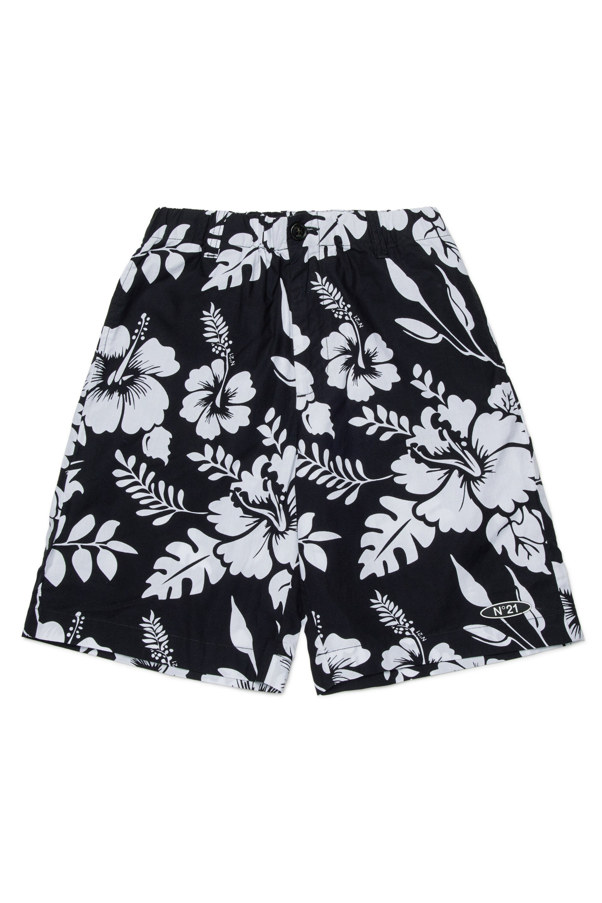 Floral patterned shorts with logo