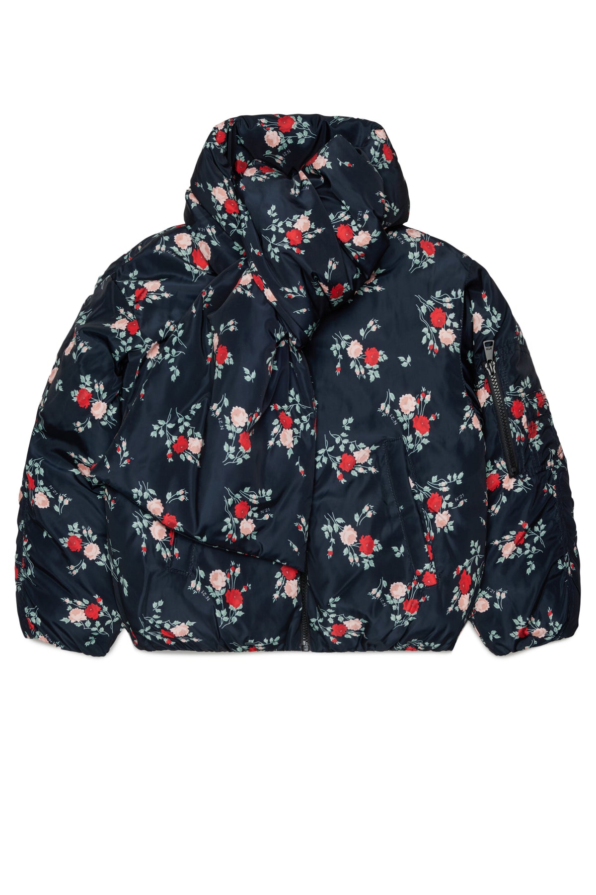 Chaqueta acolchada con estampado floral
