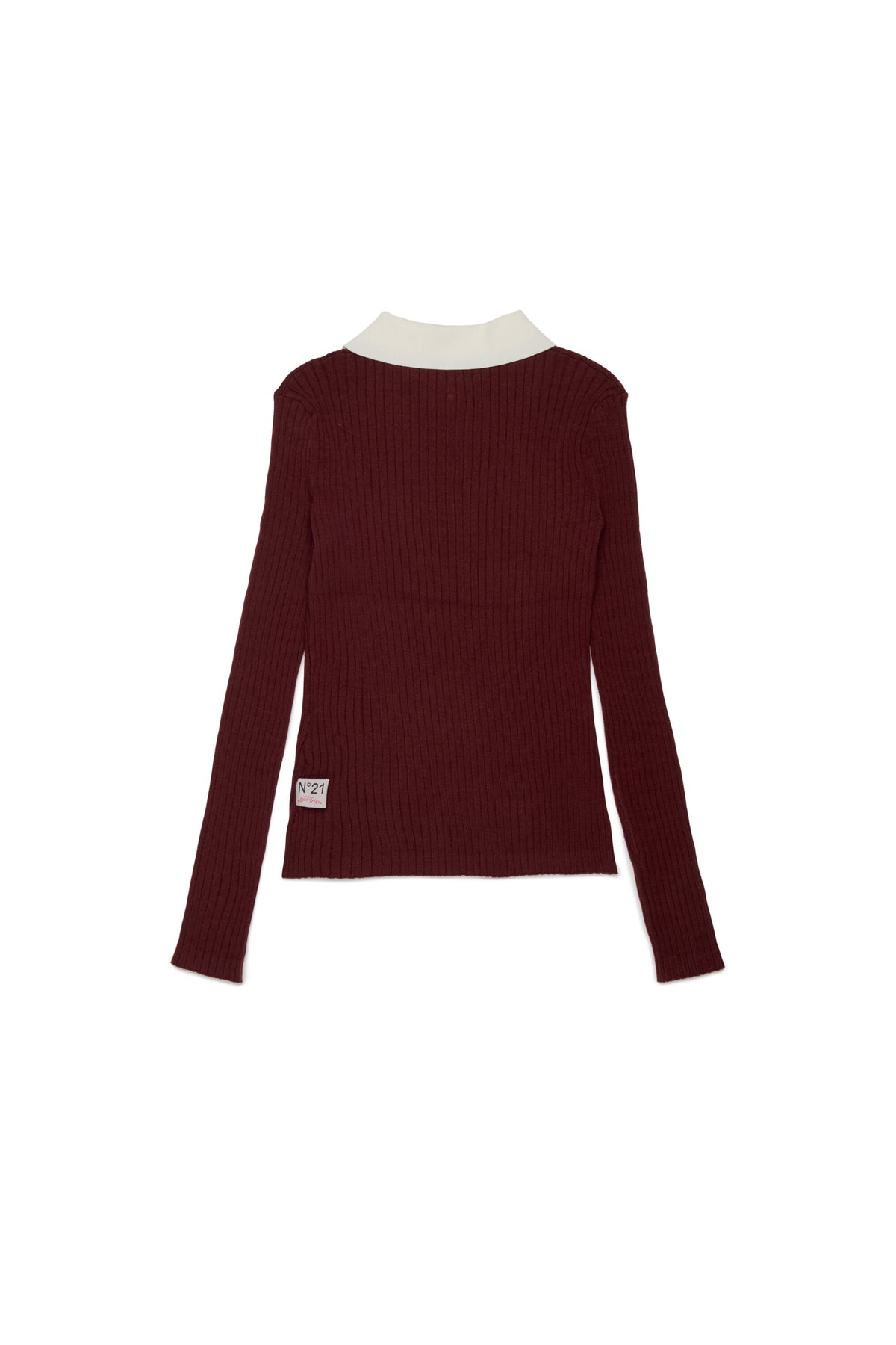 Jersey de canalé con cuello en contraste