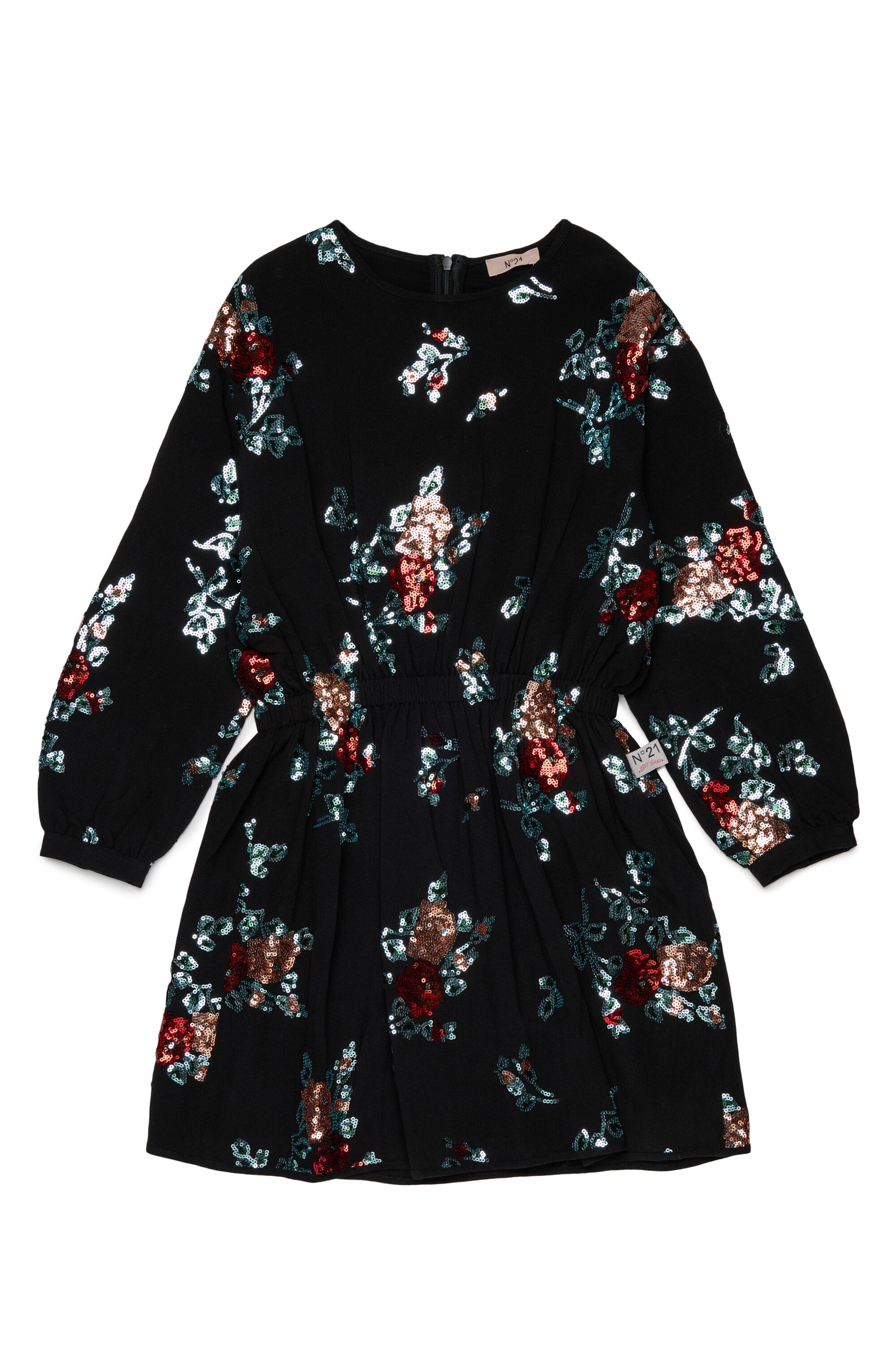 Vestido corto con lentejuelas florales