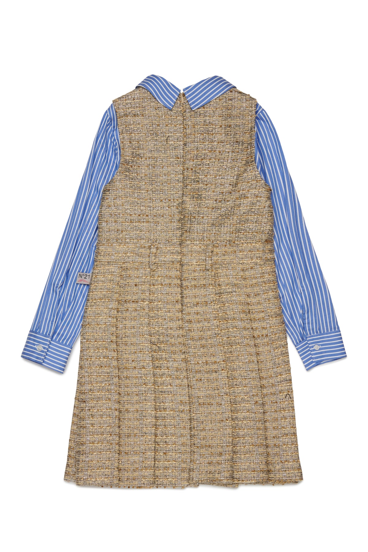 Vestido con cuello de rayas