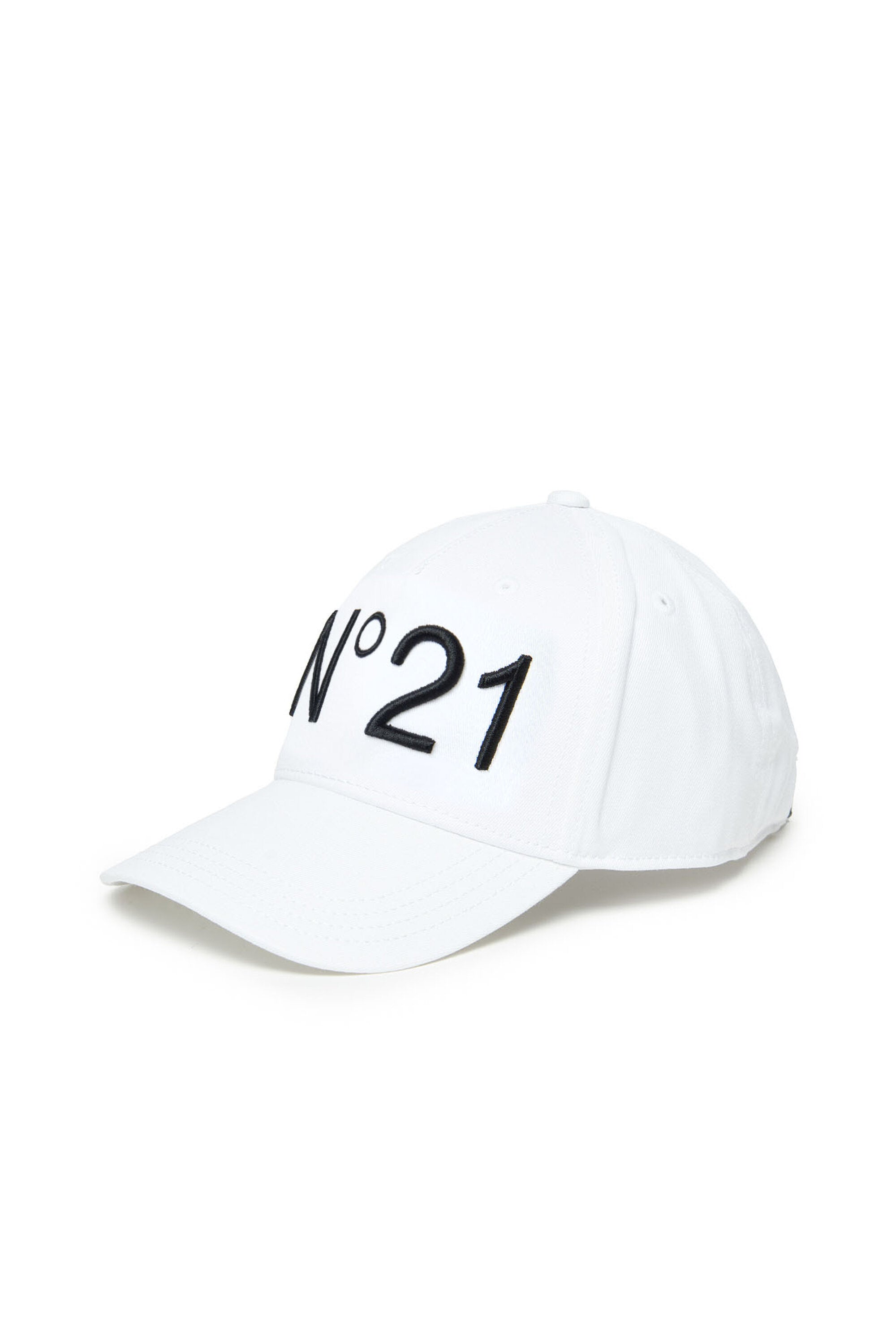 White gabardine baseball cap with logo
