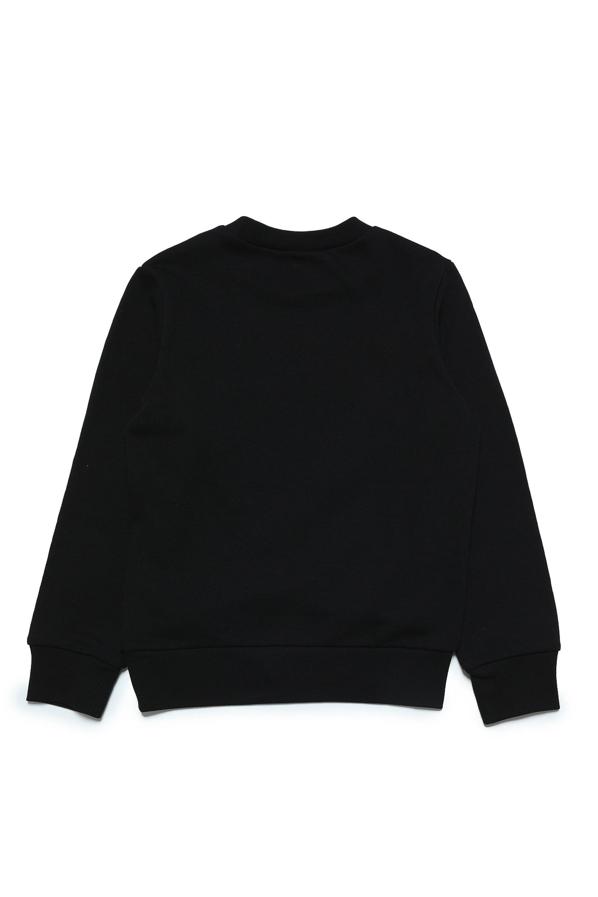 Black cotton crew-neck sweatshirt with logo