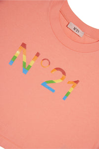 Multicolor branded cropped T-shirt
