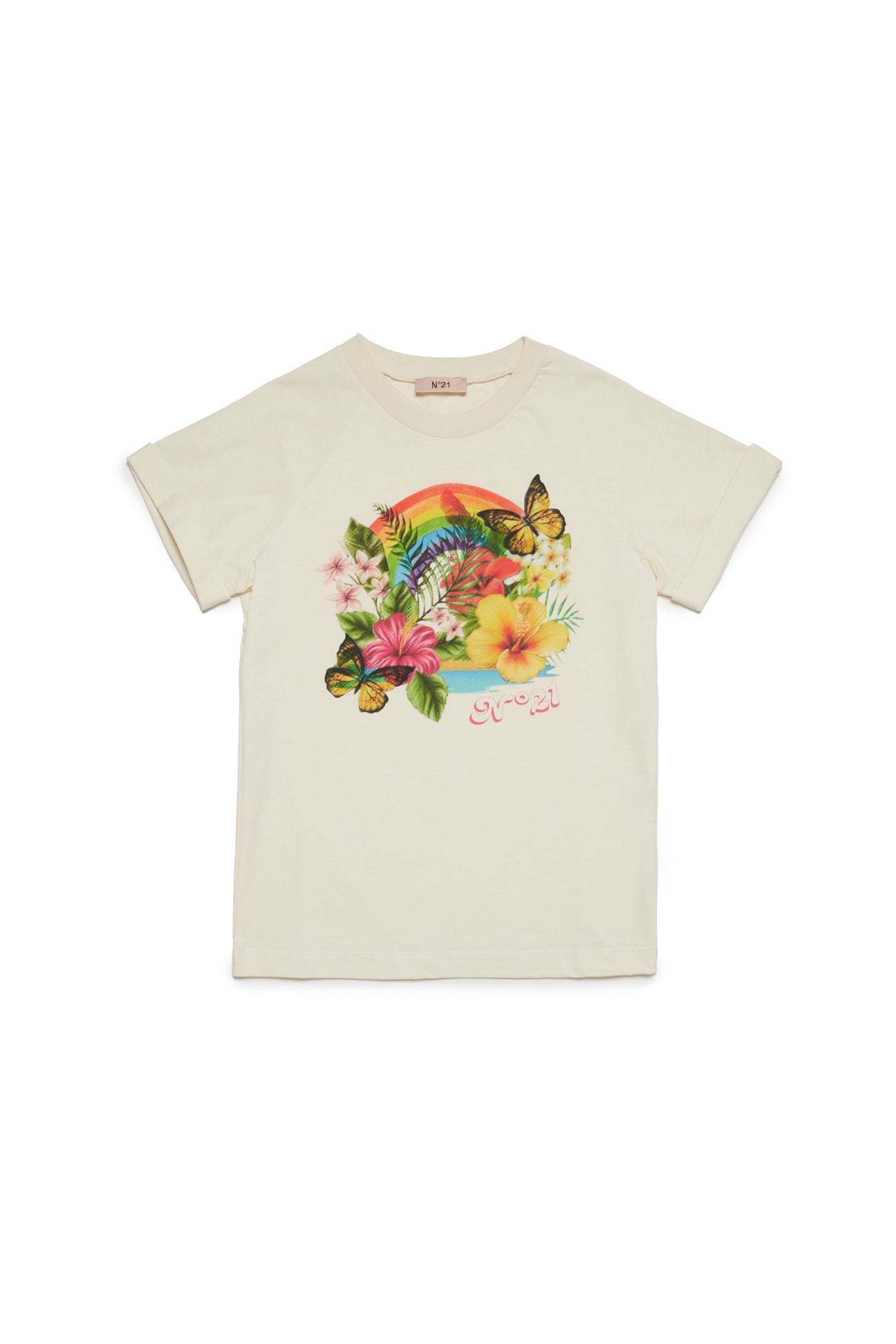 Camiseta gráfica floral multicolor 