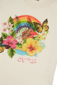 Camiseta gráfica floral multicolor