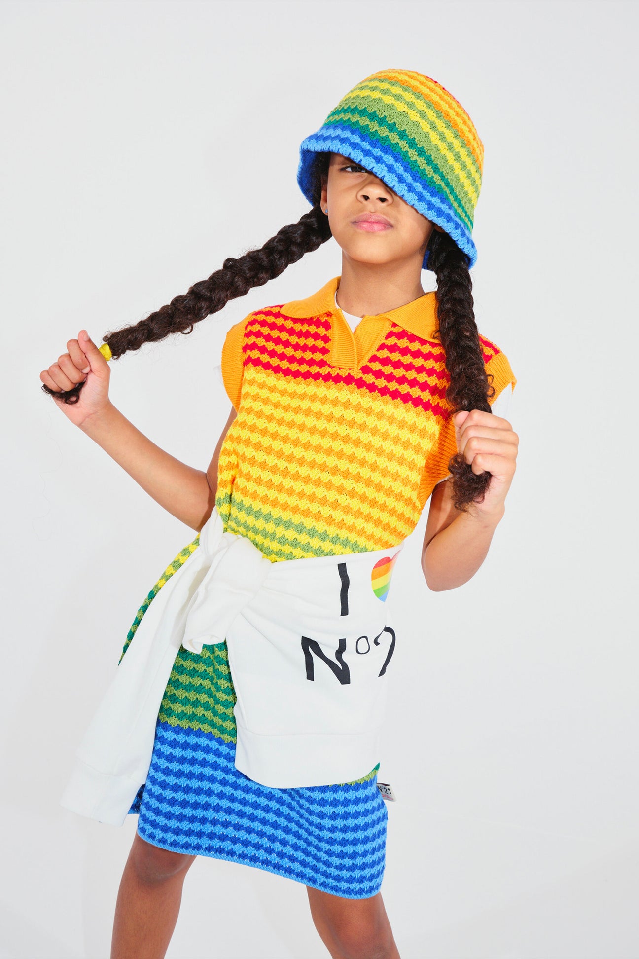 Vestido de punto crochet sin mangas Rainbow 