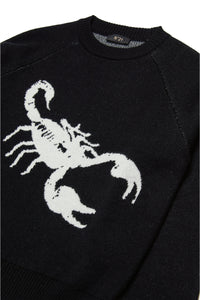Wool-blend pullover with scorpion