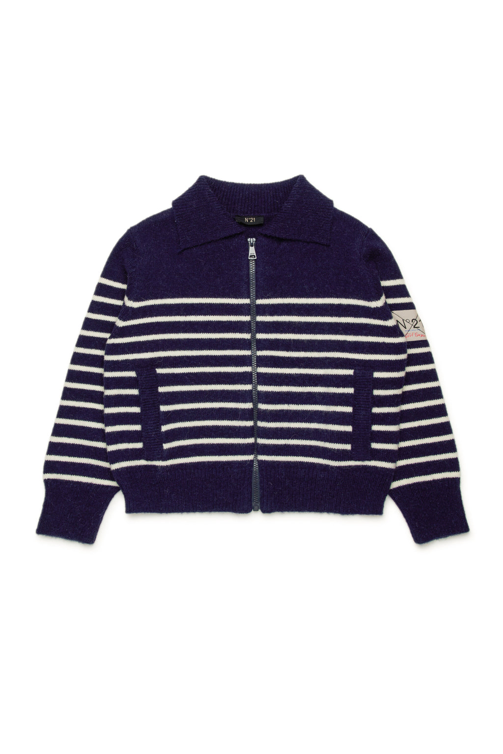 Striped wool-blend cardigan