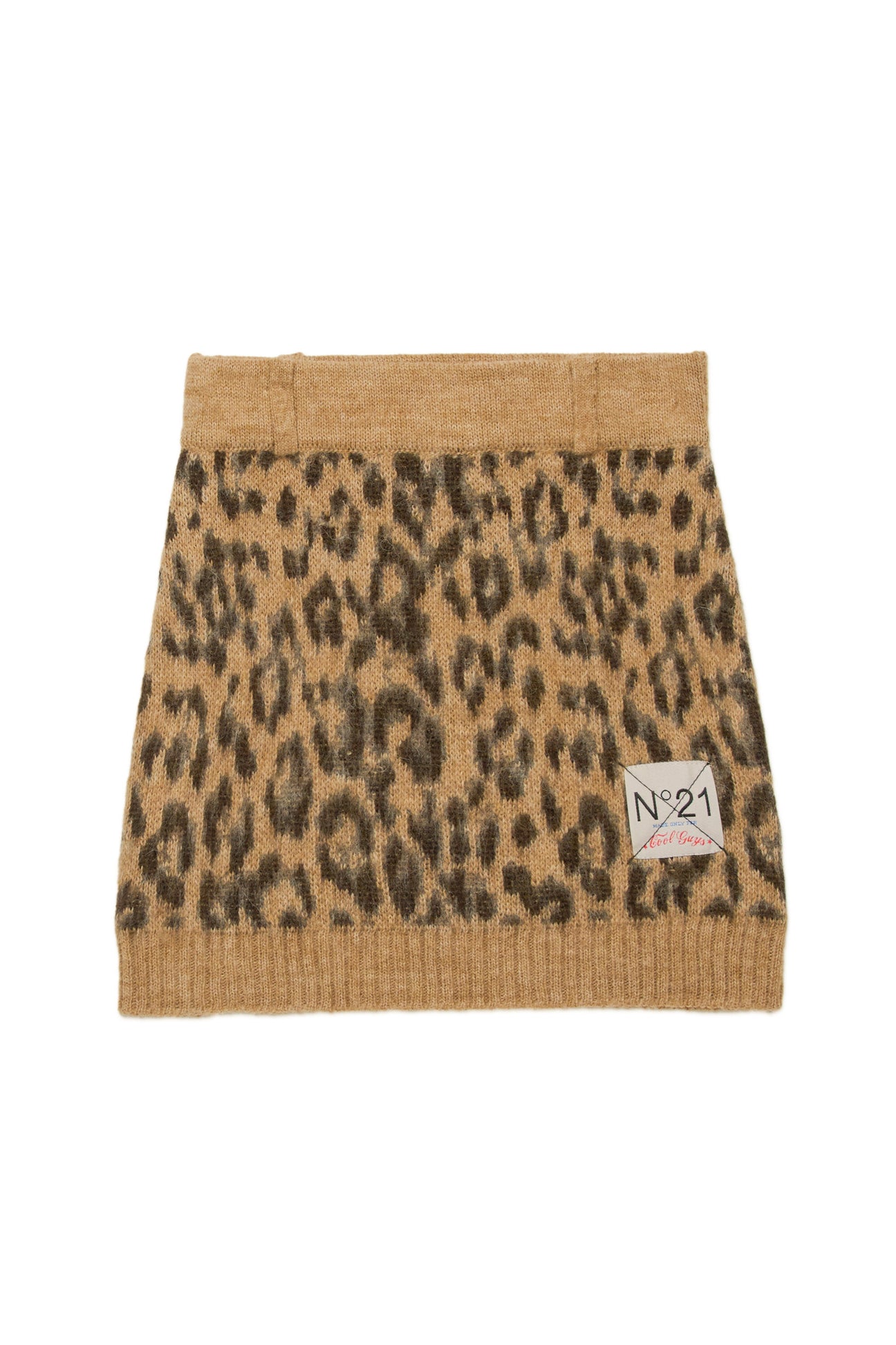 Minifalda en mezcla de lana con estampado de leopardo 