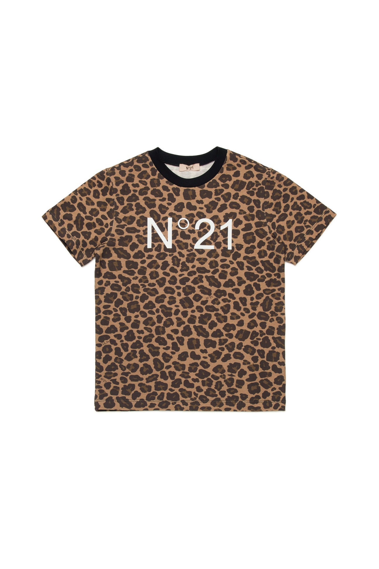 Camiseta con estampado de leopardo y logo 