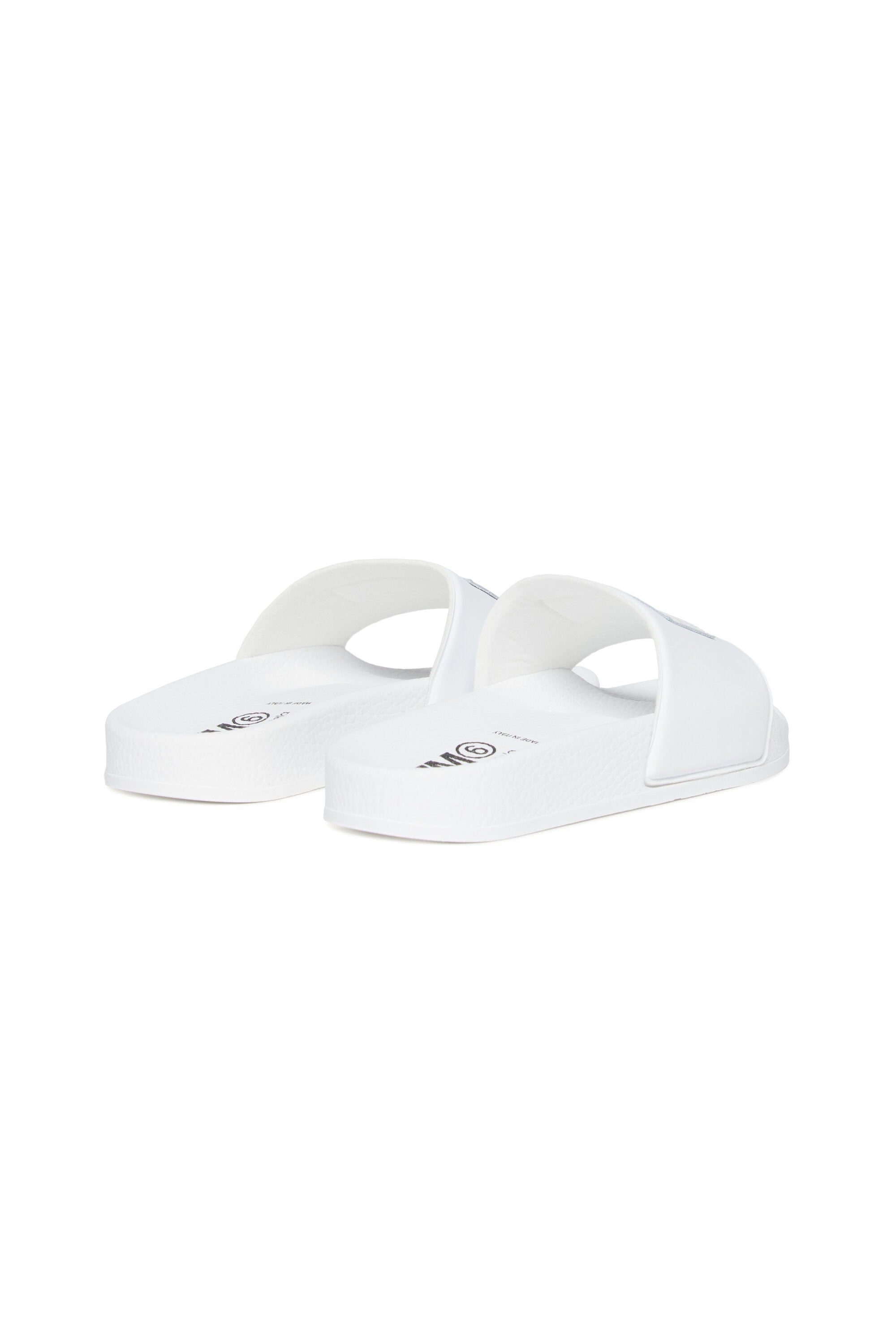 Slide slippers with numeric logo