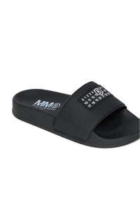 Slide slippers with numeric logo