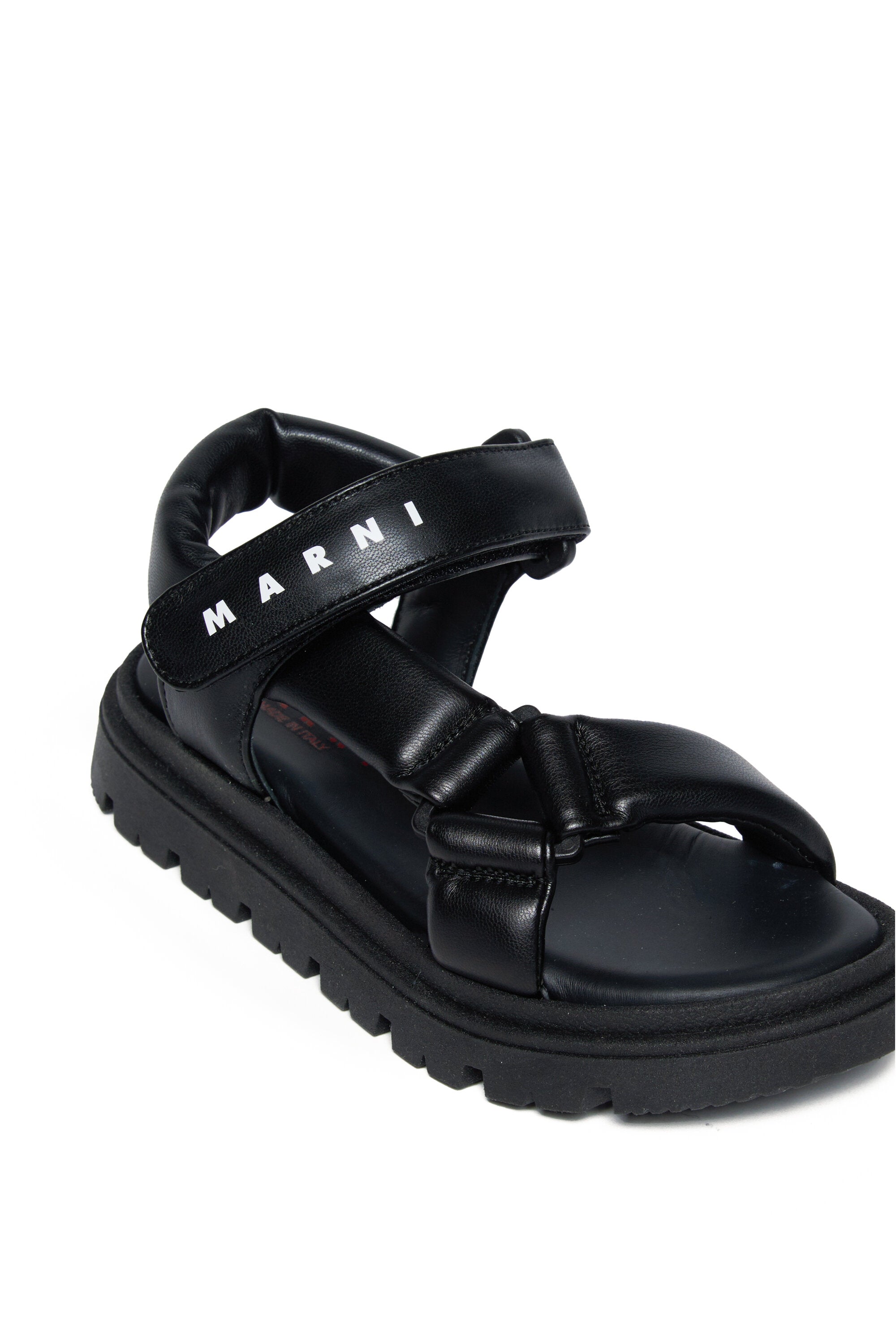 Puffy sandals in faux leather