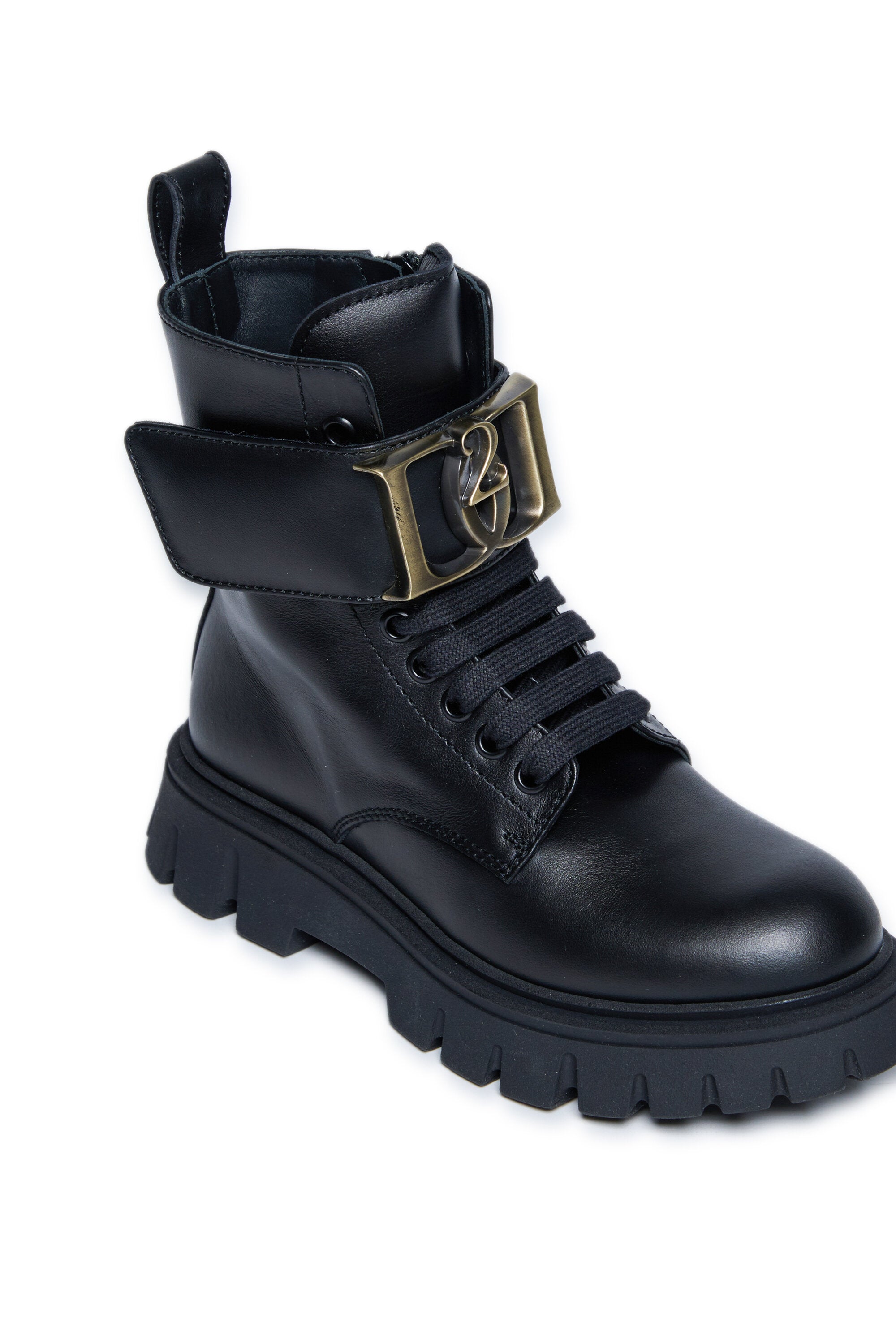 Botas militares de piel con logo