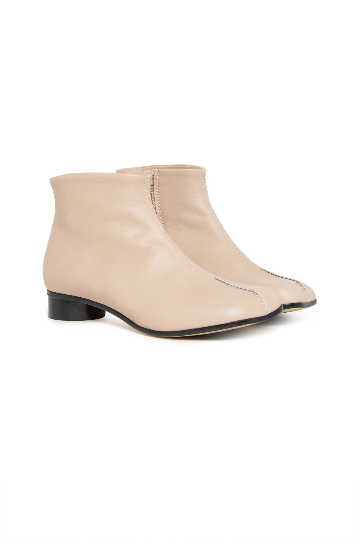 Low leather boots with heels