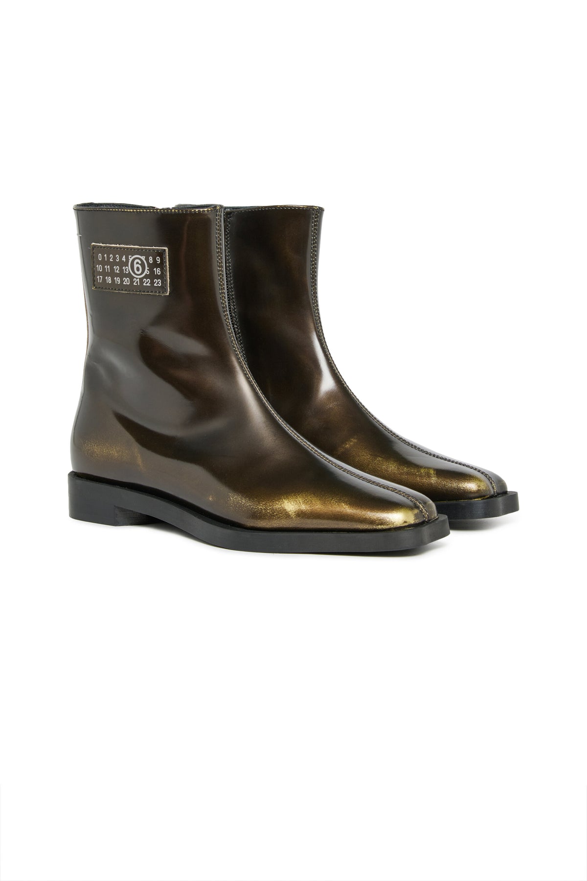 Two-tone leather low boots