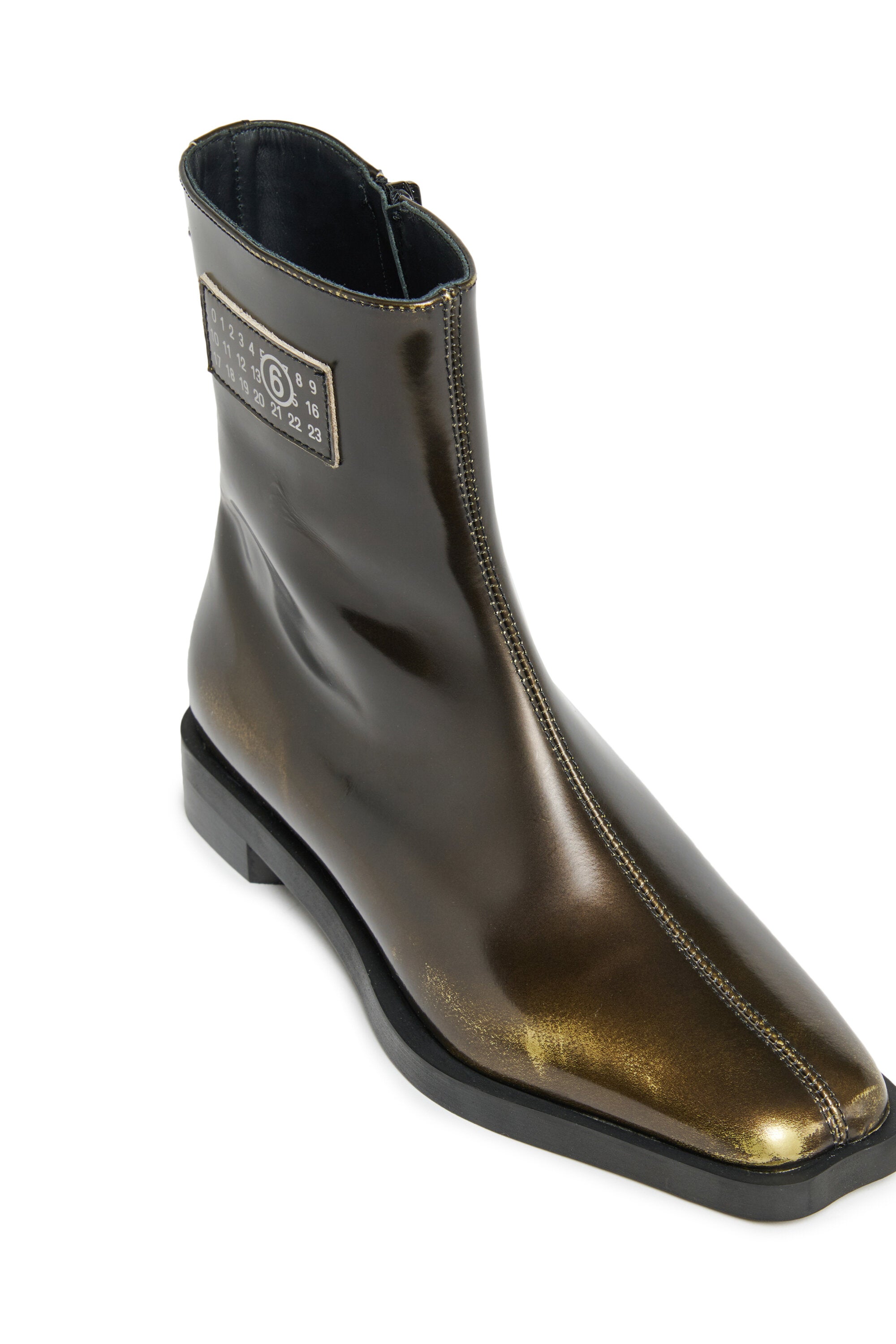 Two-tone leather low boots