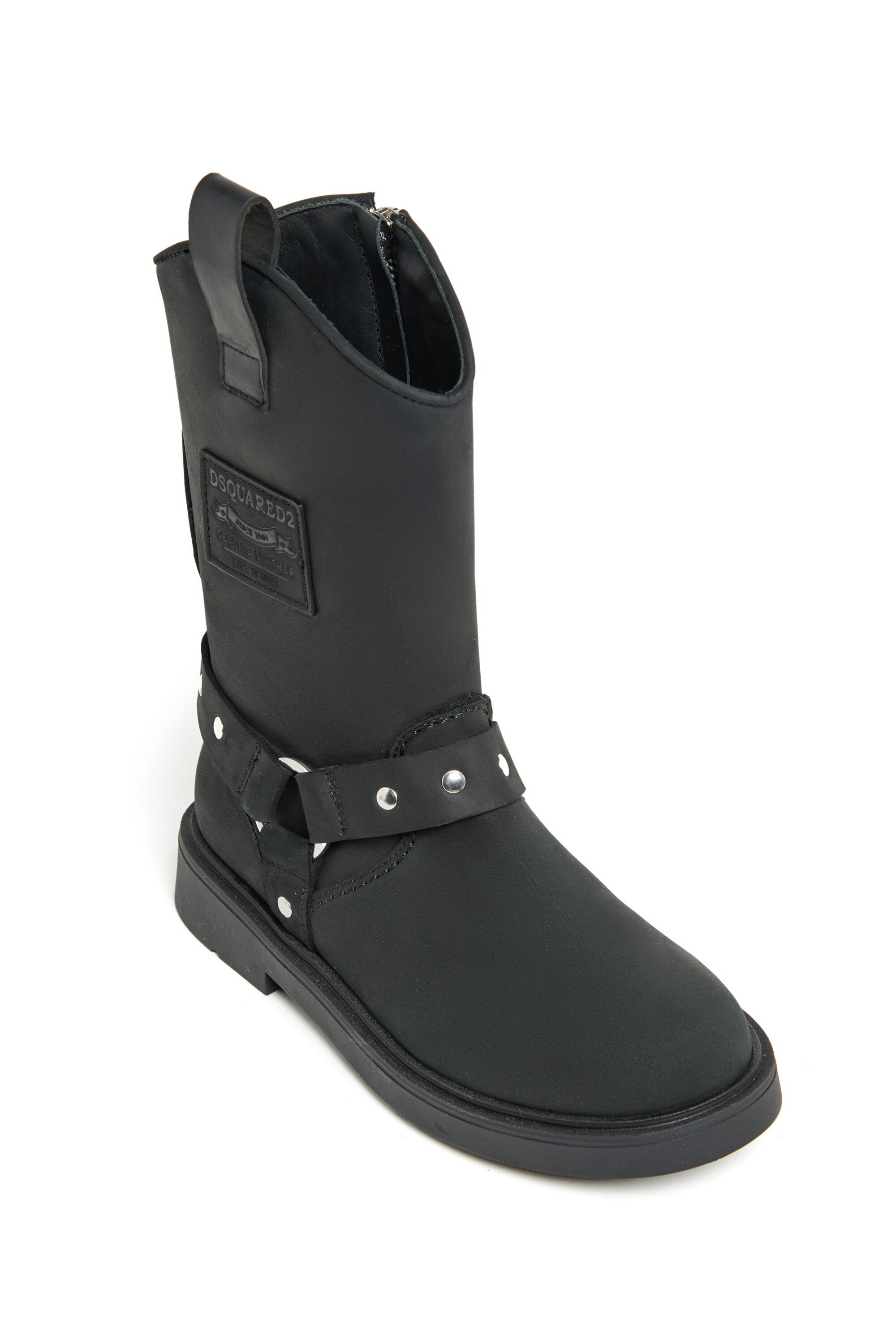 Botas moteras con correa de tachuelas