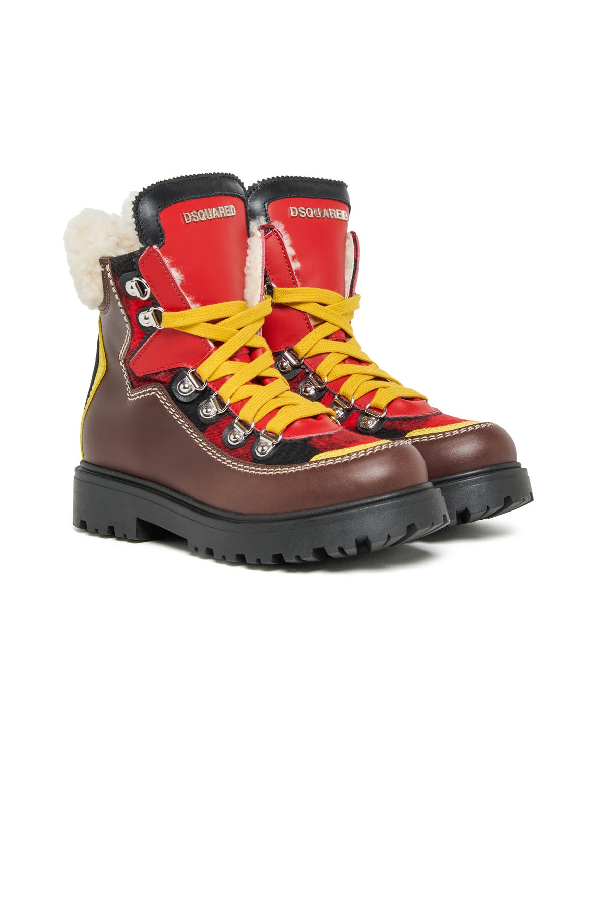 Botas de montaña de piel con bloques de color