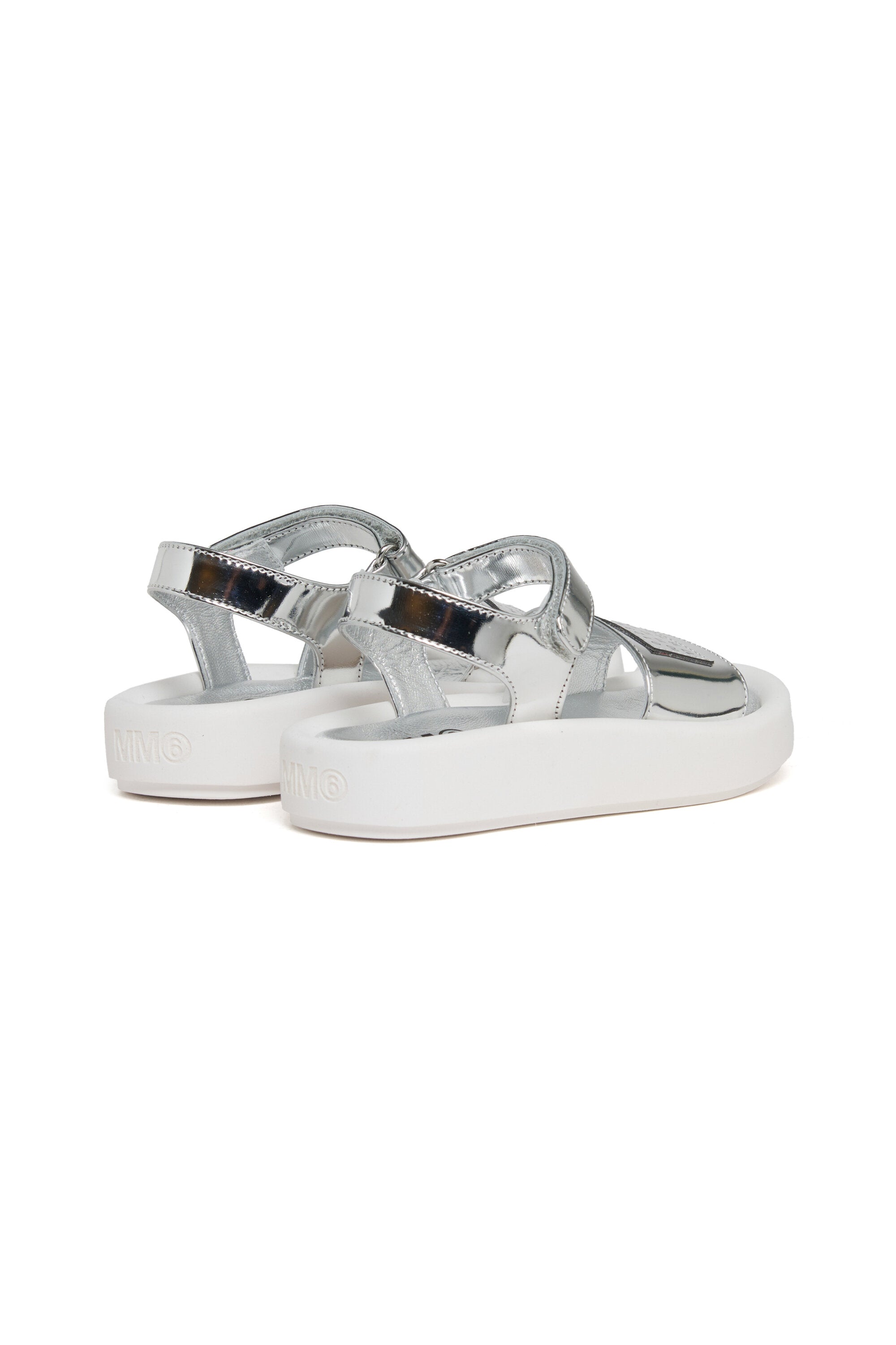 Metallic sandals with logo