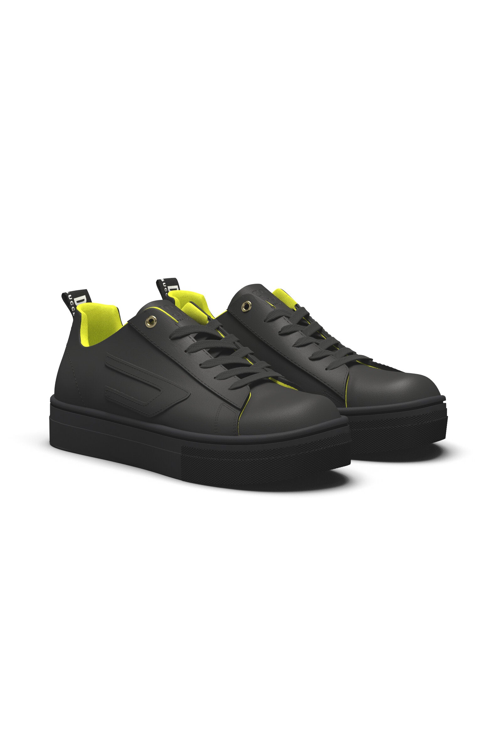 Black leather sneakers with embossed D