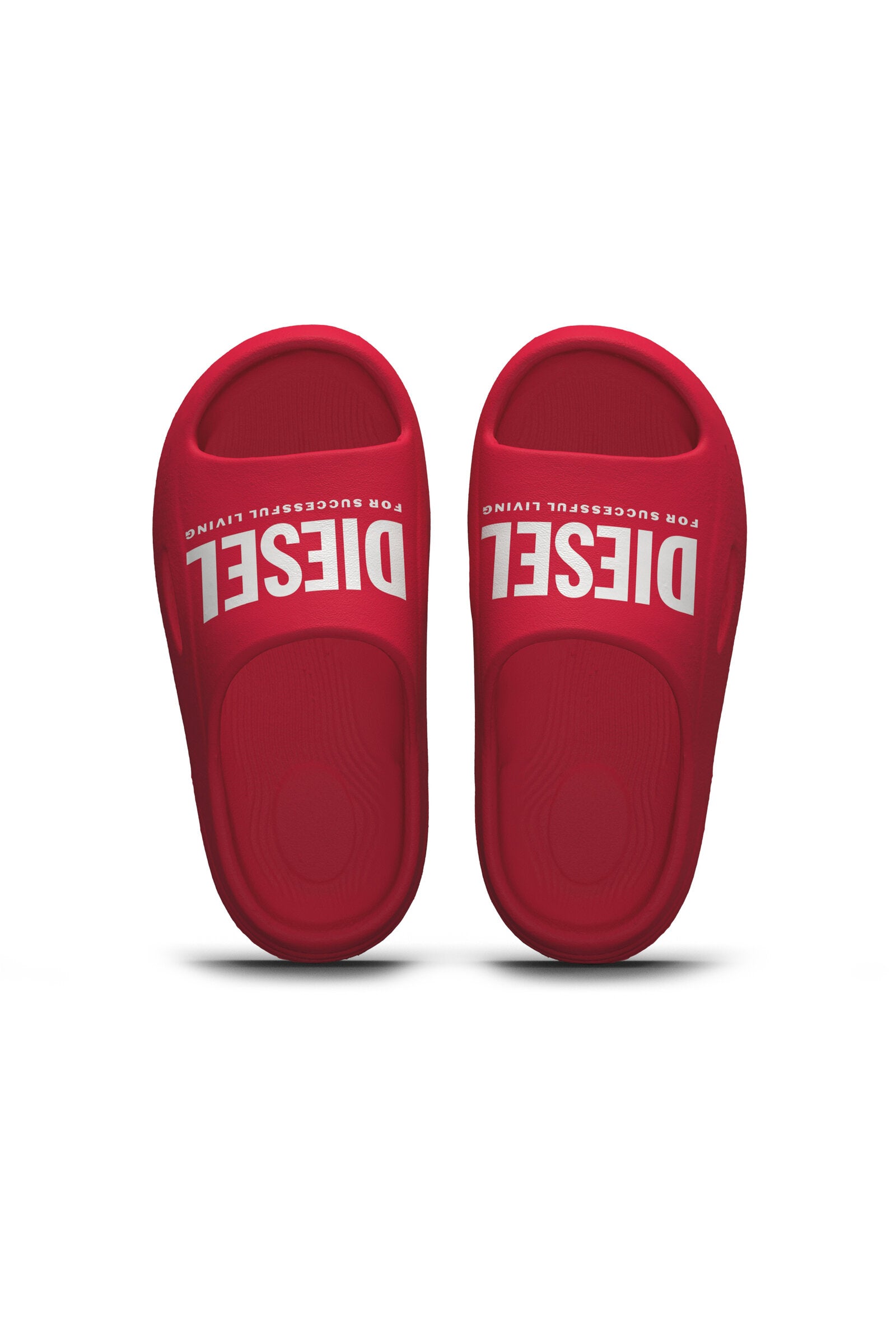Red Chunky slide slippers with logo