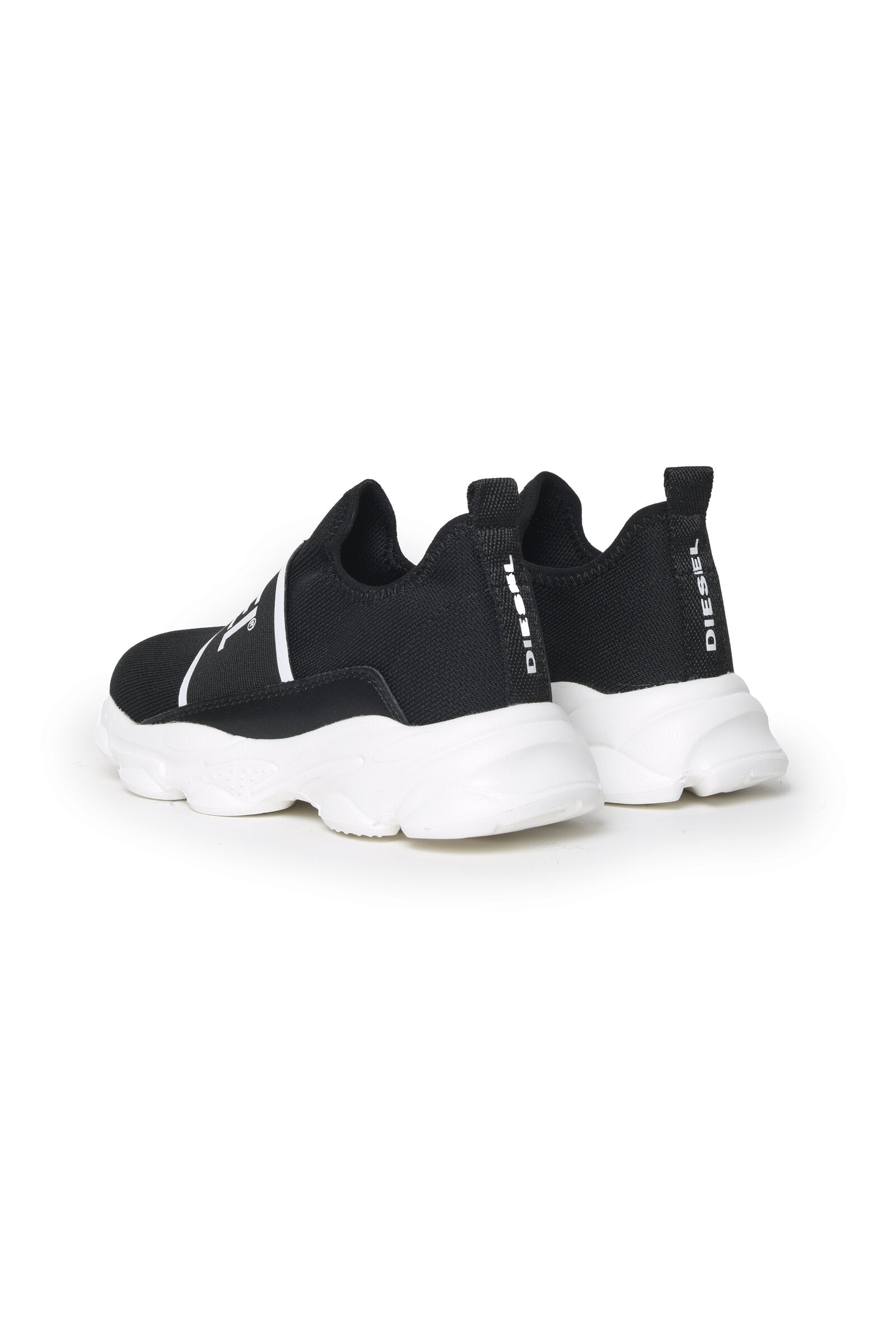 Diesel Serendipity black high sock sneakers with white logo for children