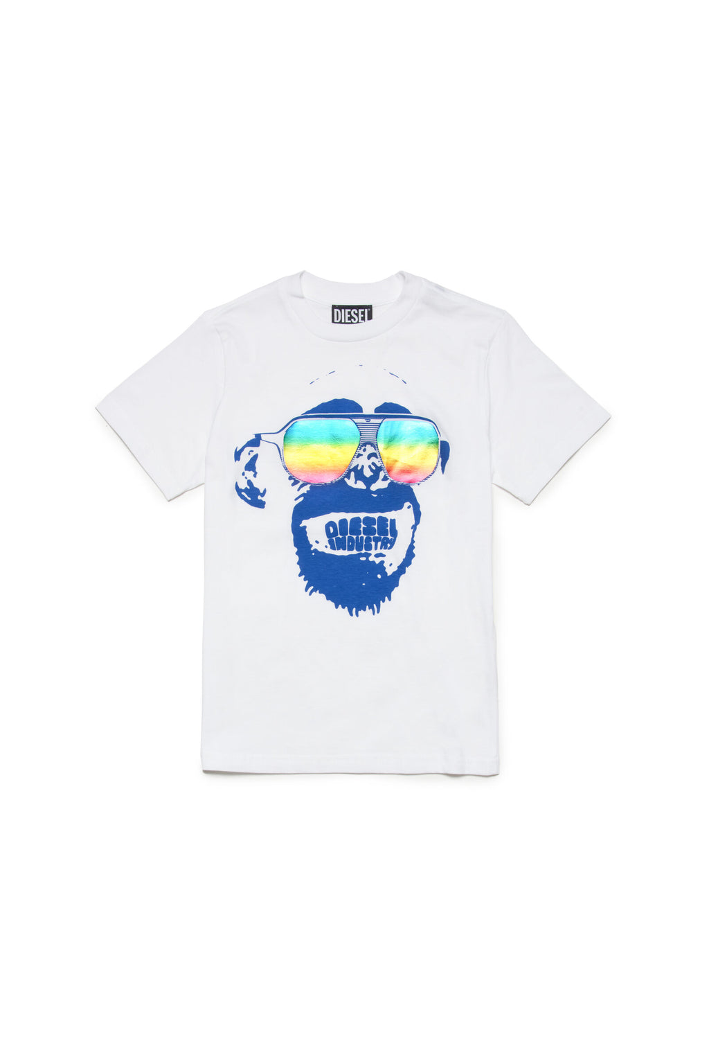Camiseta blanca con estampado Monkey de efecto metálico