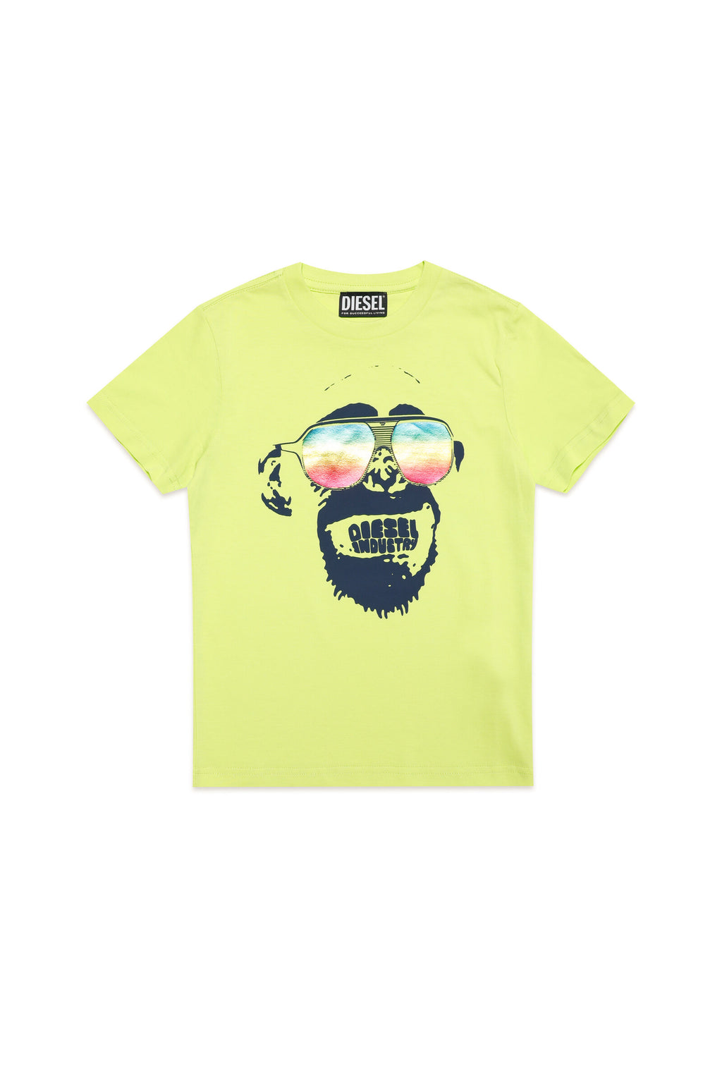 Camiseta amarilla con estampado Monkey de efecto metálico