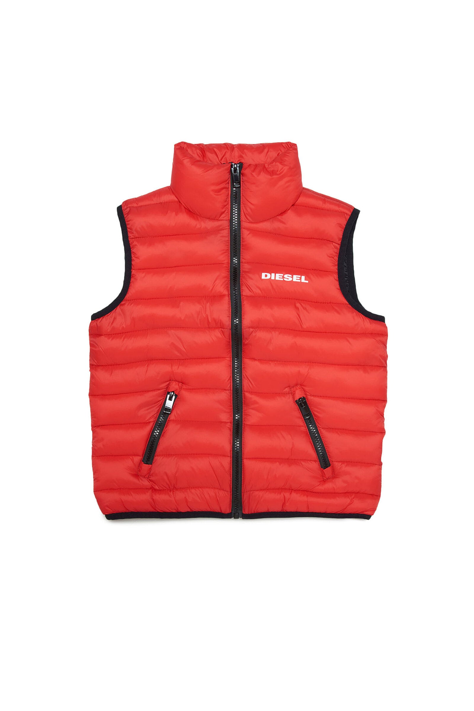 Red lightweight vest in fake down