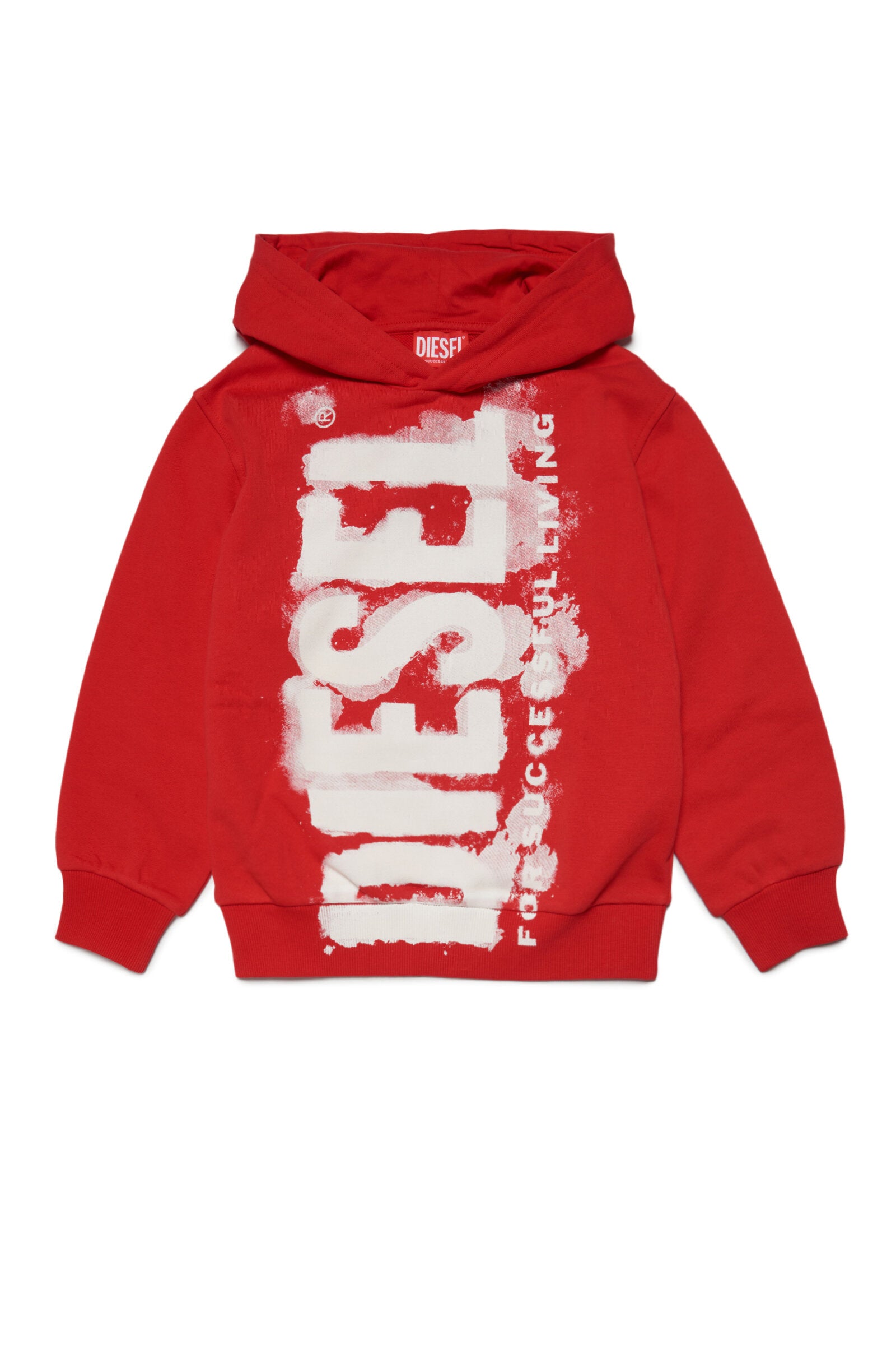 logo | red sweatshirt for Diesel with watercolour effect Brave children Kid hooded