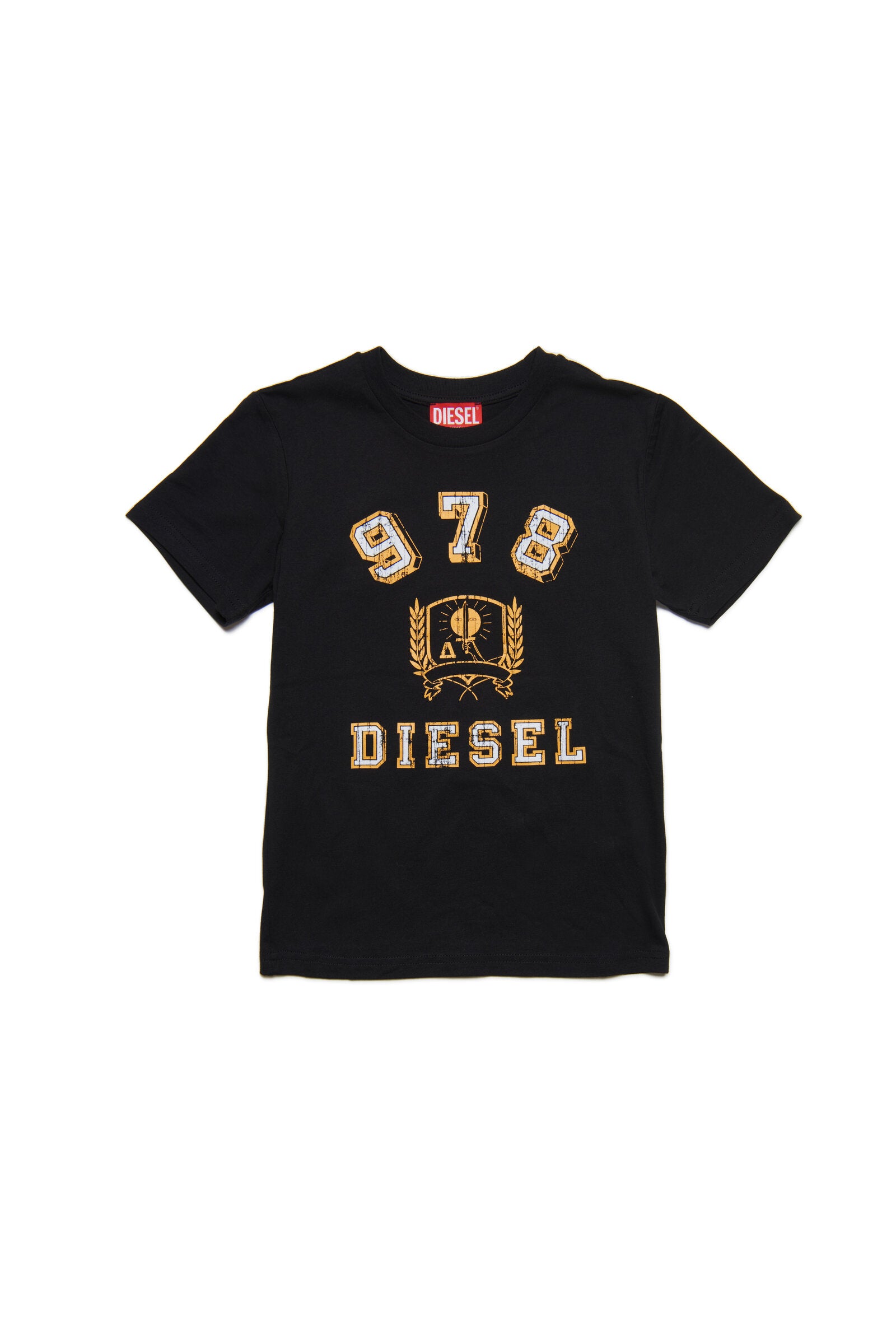 Black jersey T-shirt with crest and logo