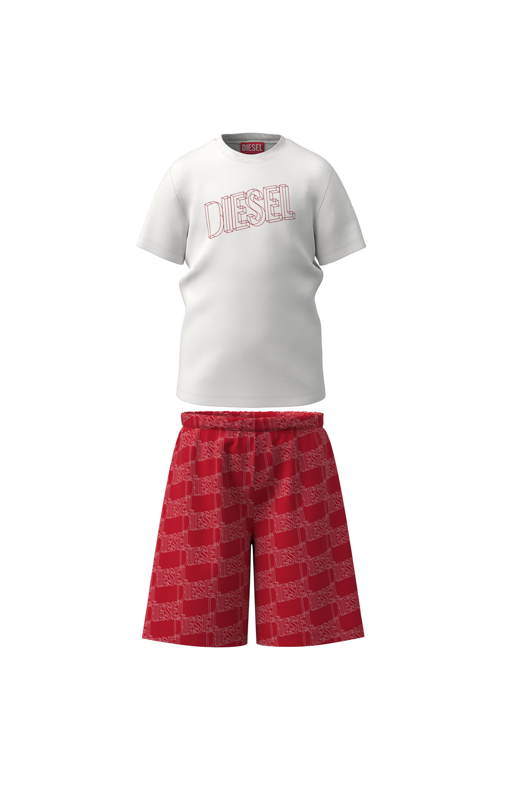 Pijama corto de jersey rojo y blanco con logotipo
