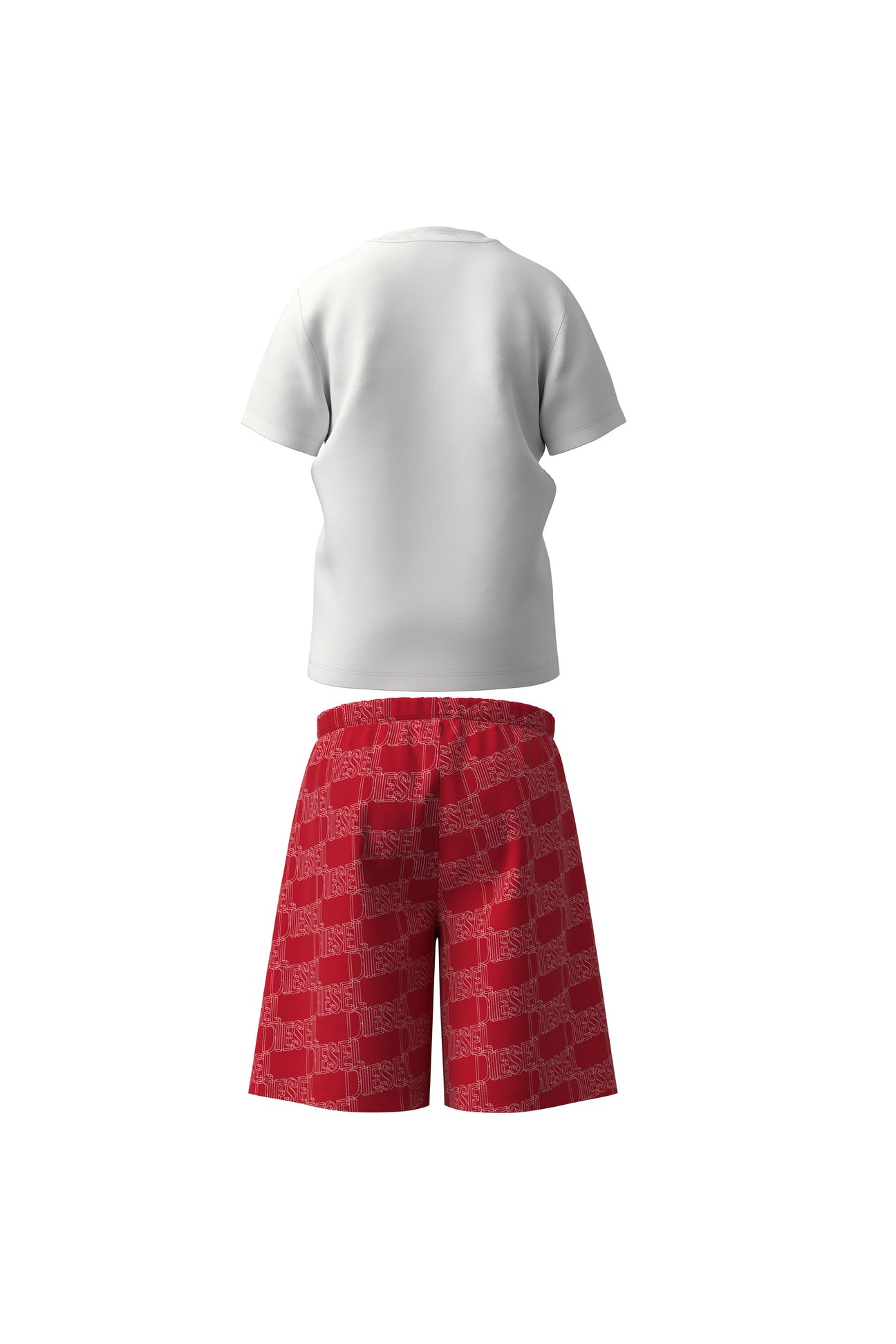 Pijama corto de jersey rojo y blanco con logotipo Pijama corto de jersey rojo y blanco con logotipo