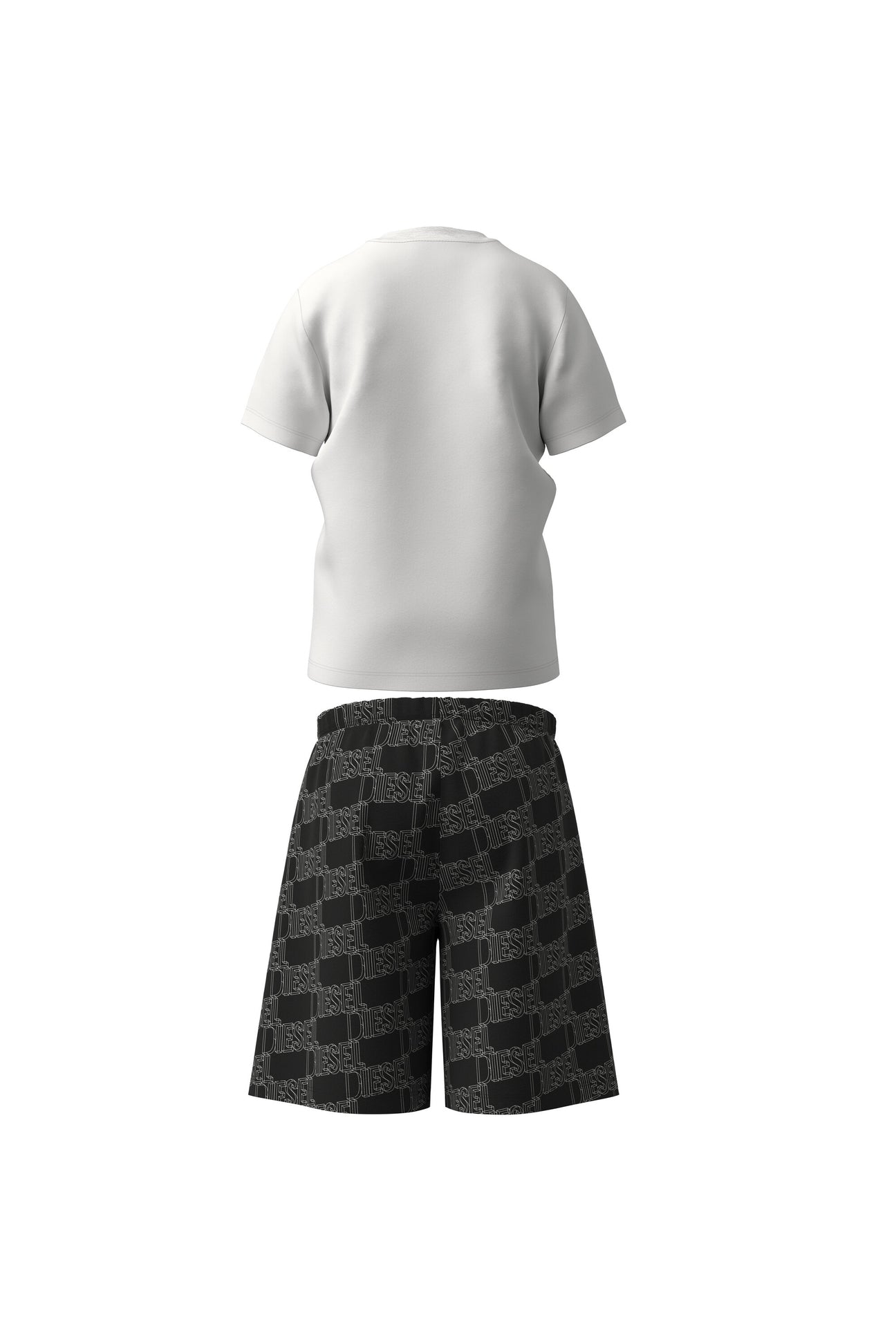 Pijama corto de jersey blanco y negro con logotipo Pijama corto de jersey blanco y negro con logotipo