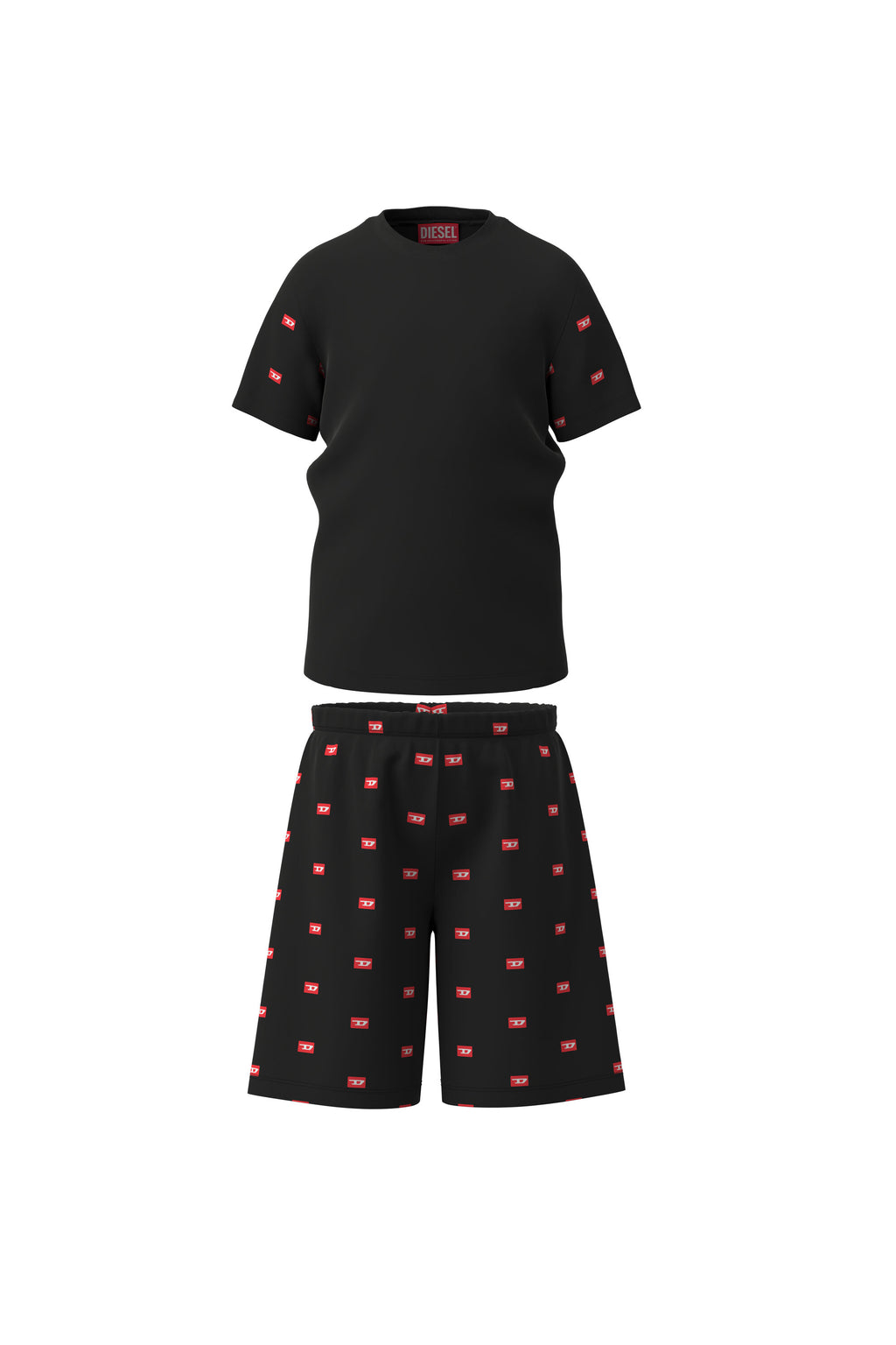Pijama corto de jersey negro con logotipo