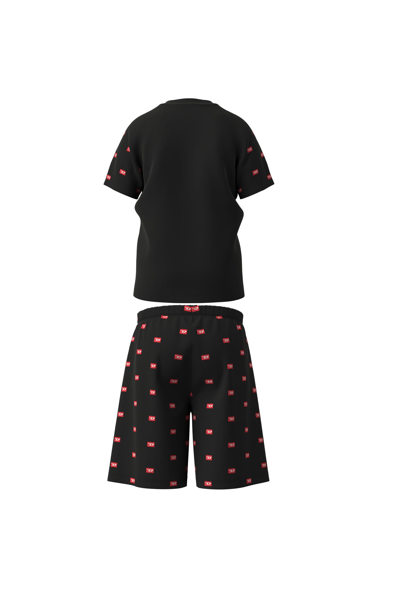 Pijama corto de jersey negro con logotipo Pijama corto de jersey negro con logotipo