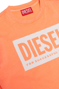Fluorescent orange T-shirt in jersey with logo