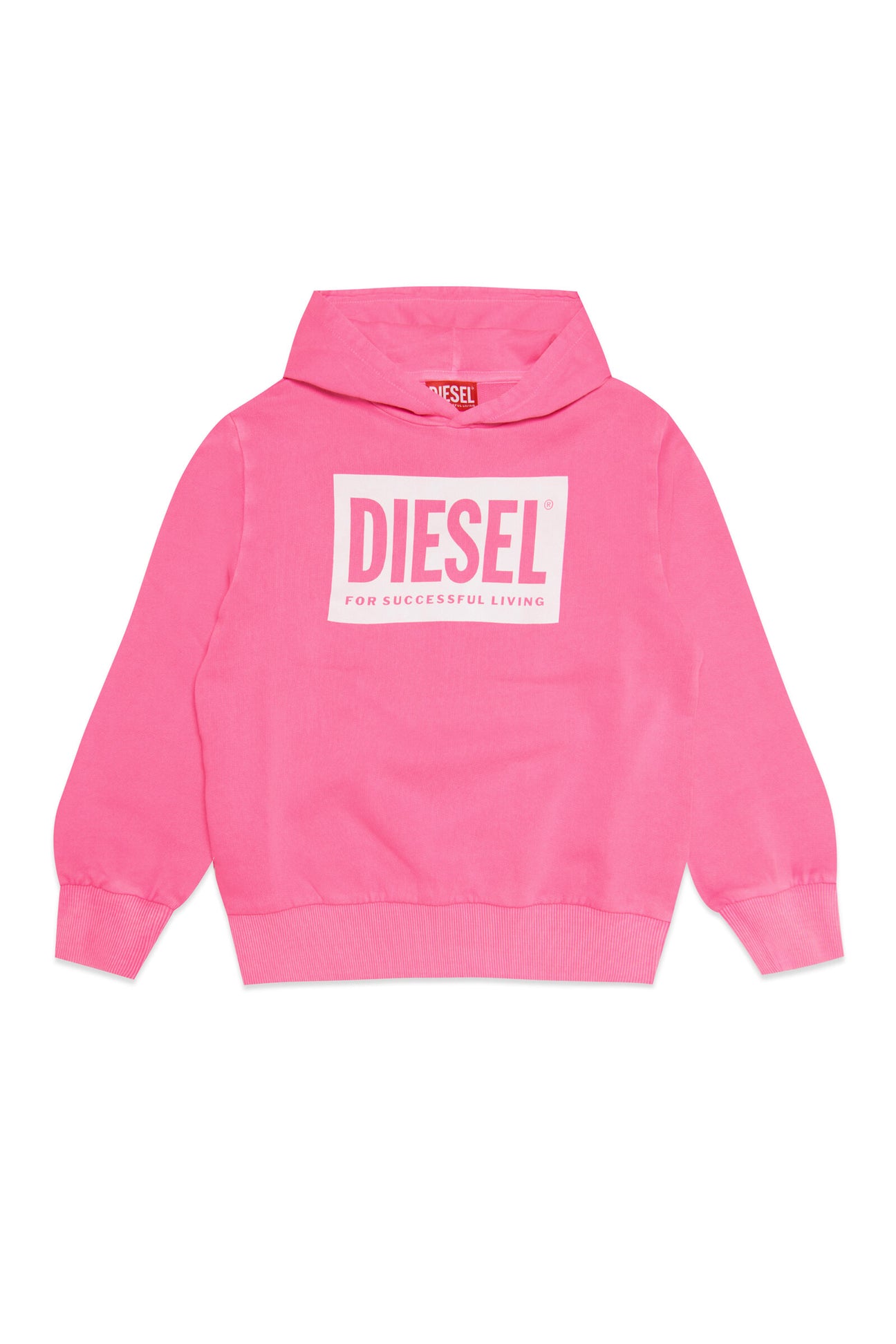 Fluo pink cotton sweatshirt with hoodie Fluo pink cotton sweatshirt with hoodie